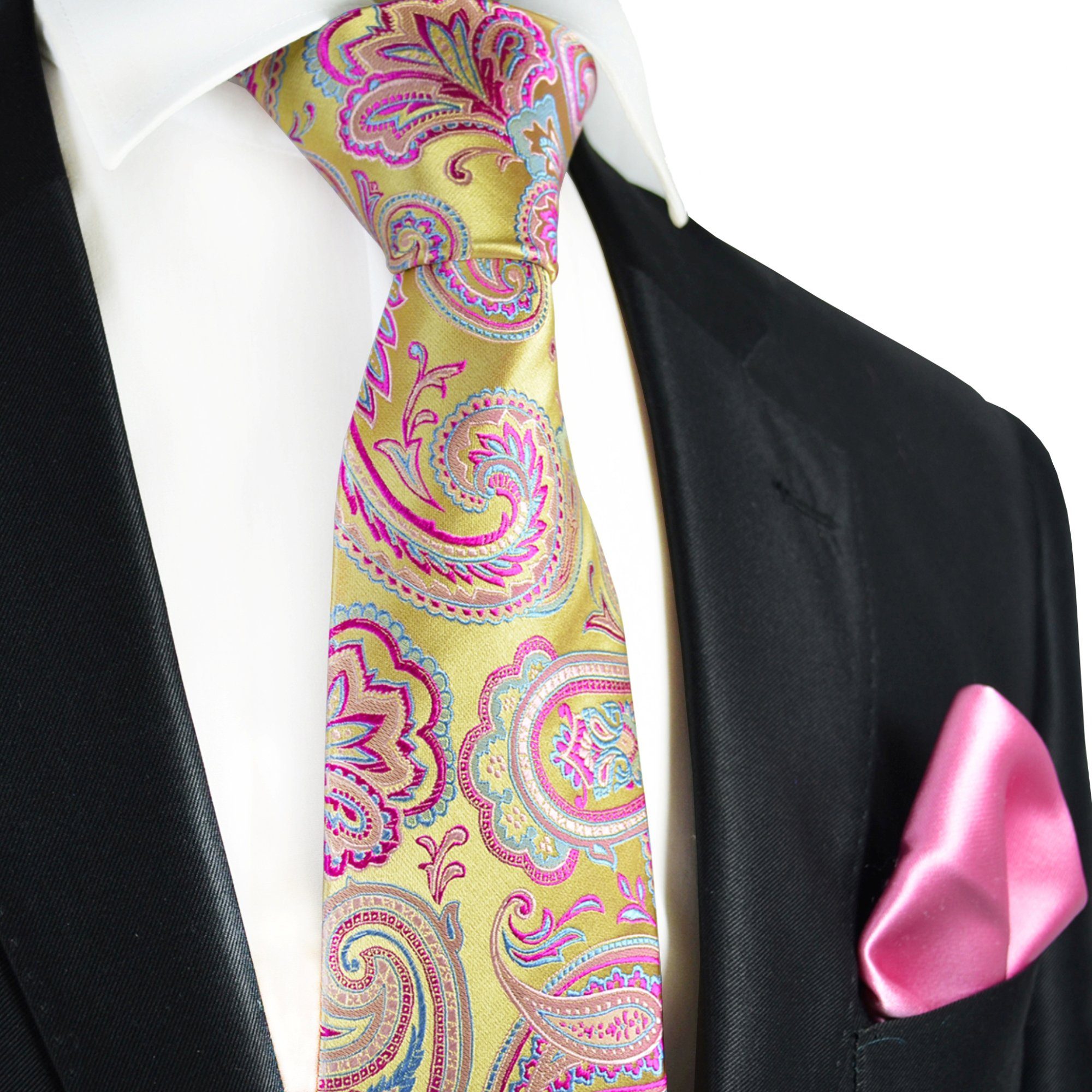 Seidenkrawatte gemustert lila Marken Krawatte 100% Seide Herren 