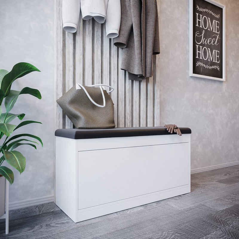 Platan Room Schuhschrank mit Sitzkissen, Schuhkommode, Schuhbank 100 cm breit