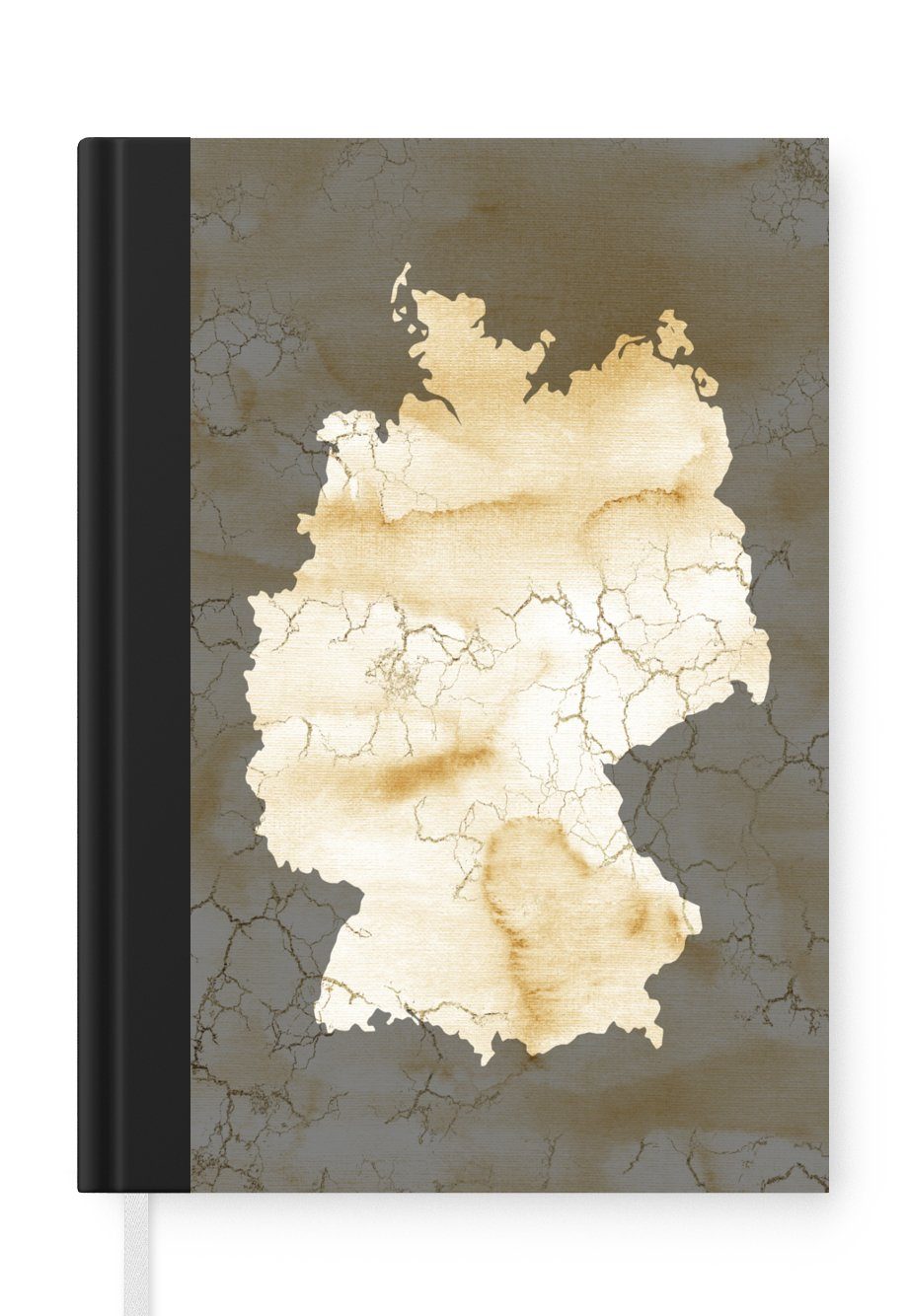 MuchoWow Notizbuch Karte von Europa - Deutschland - Marmor, Journal, Merkzettel, Tagebuch, Notizheft, A5, 98 Seiten, Haushaltsbuch