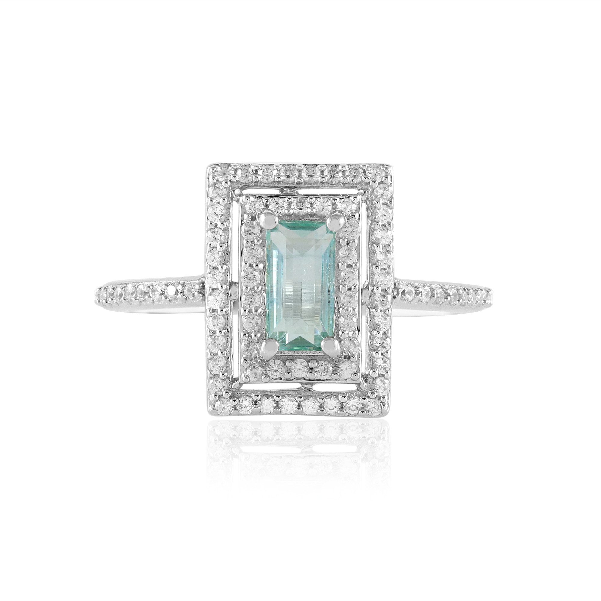 Silberring Paraiba Smaragd Silber Ring, Nigeria 0,511 ct
