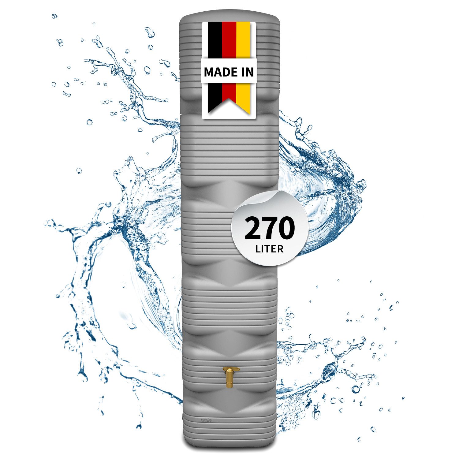 4rain Regentonne QUADRO Wandtank 270 Liter betongrau, 270 l
