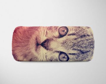 Sinus Art Handtücher Handtuch Strandhandtuch Saunatuch Kuscheldecke mit Tiermotiv kleine Katze Kätzc, Baumwolle-Polyester-Mix (1-St), Handtuch