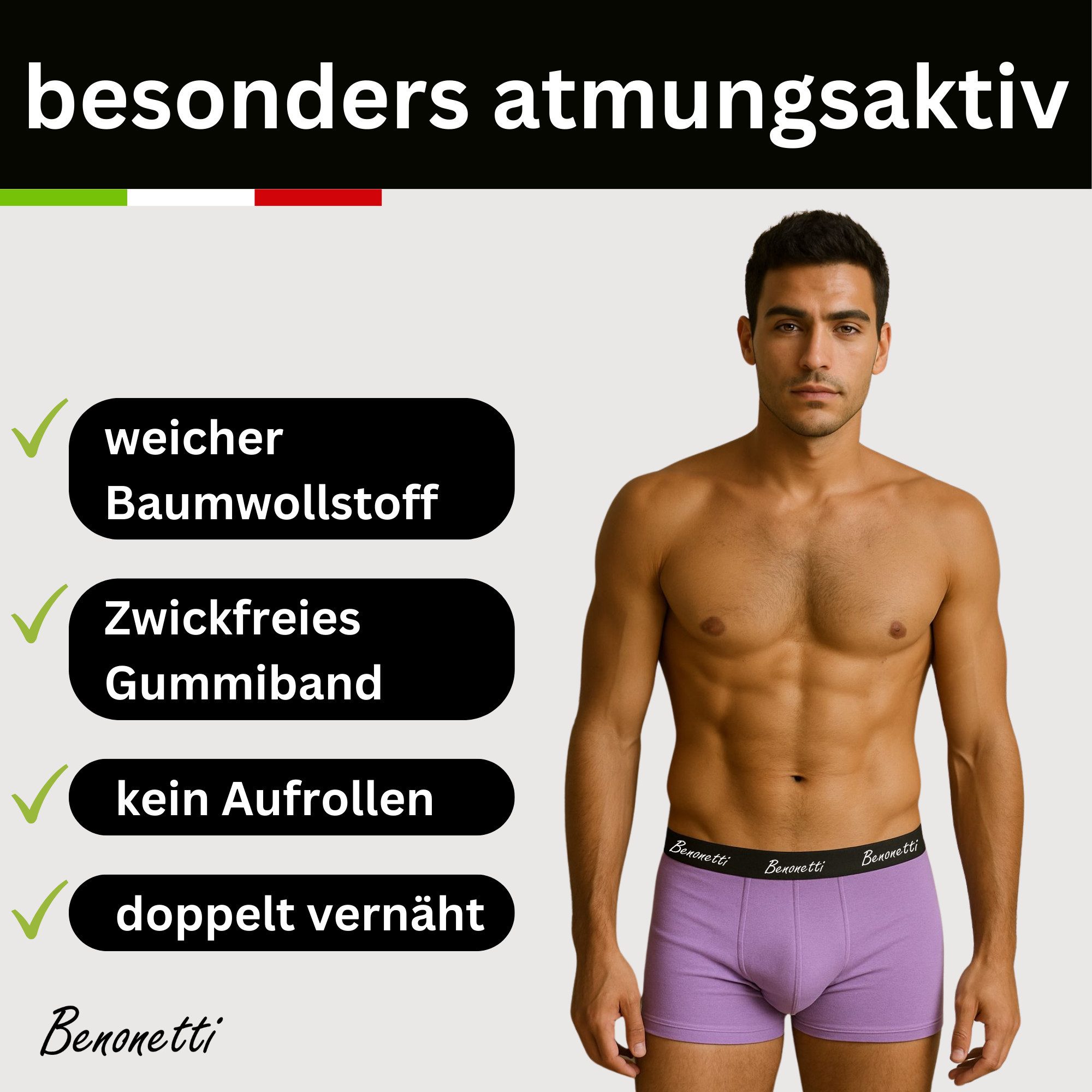 Benonetti Boxershorts weich, langlebig & atmungsaktiv, kein Aufrollen (3 Pa günstig online kaufen