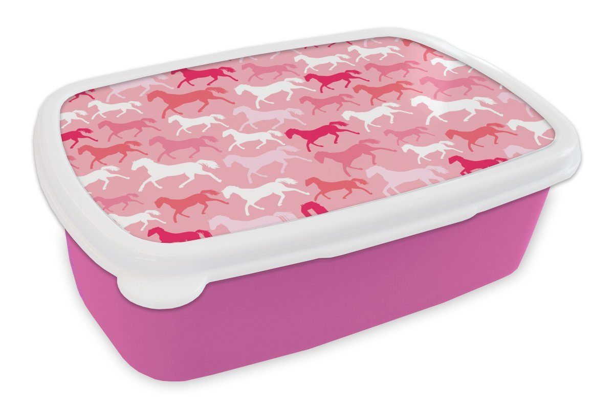 - Lunchbox Kunststoff Pferde - Erwachsene, Brotbox Snackbox, Mädchen, für Tiere MuchoWow Mädchen - Mädchen, Brotdose - Kunststoff, - Kinder Rosa Kinder, (2-tlg),