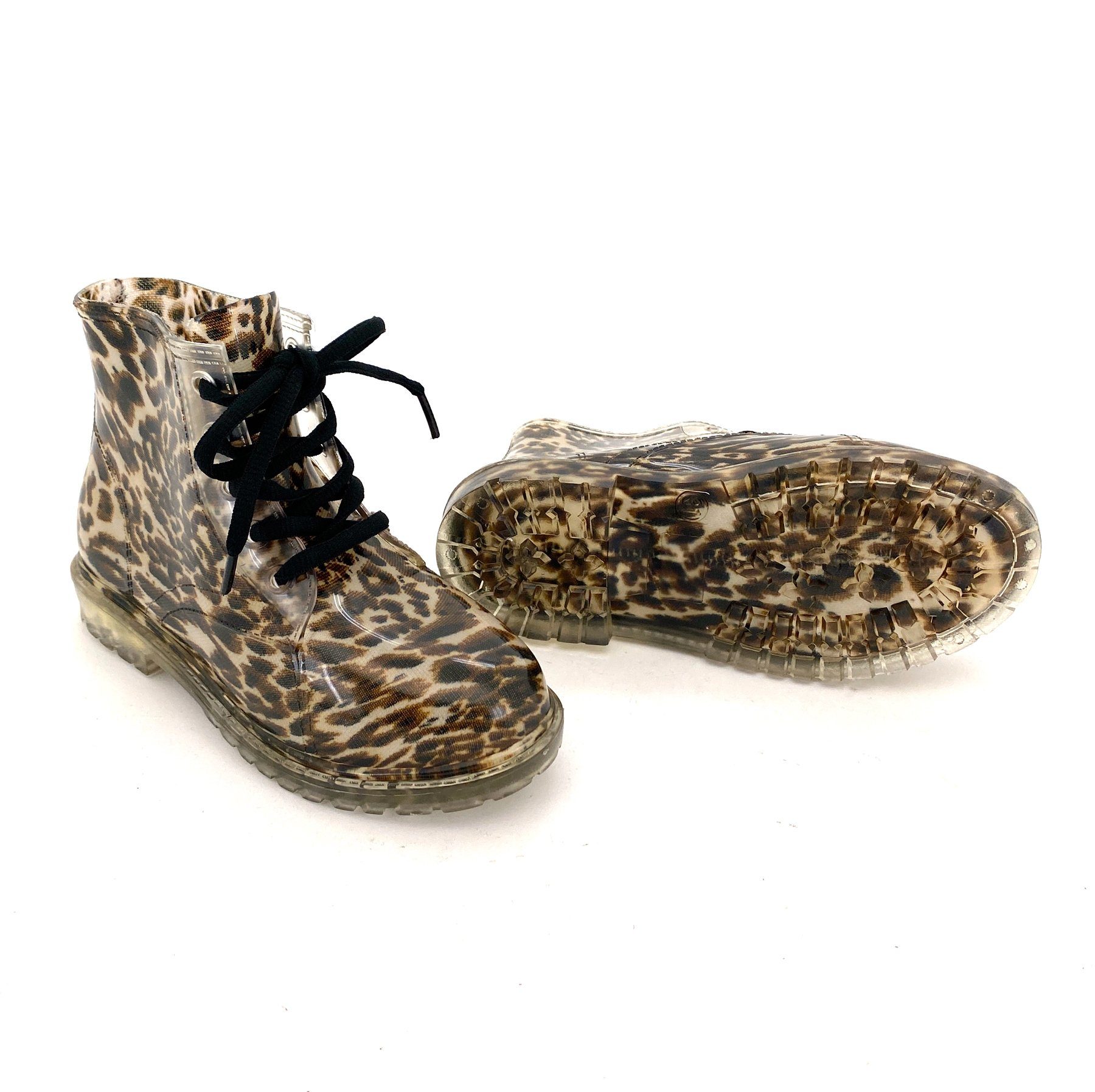 heimtexland Kinder Gummistiefel Schnürboots Mädchen Stiefel Gummistiefelette (Typ880, Leopard) Stiefeletten Trend Regen Boots wasserdicht Leopard Blumen