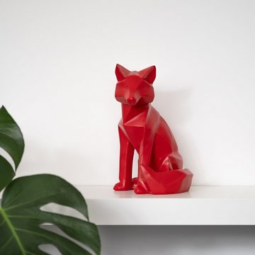 Moritz Dekofigur Polygonal Fuchs rot, Polyresin Figuren Deko Geschenk Geometrische Figur Modern Dekor