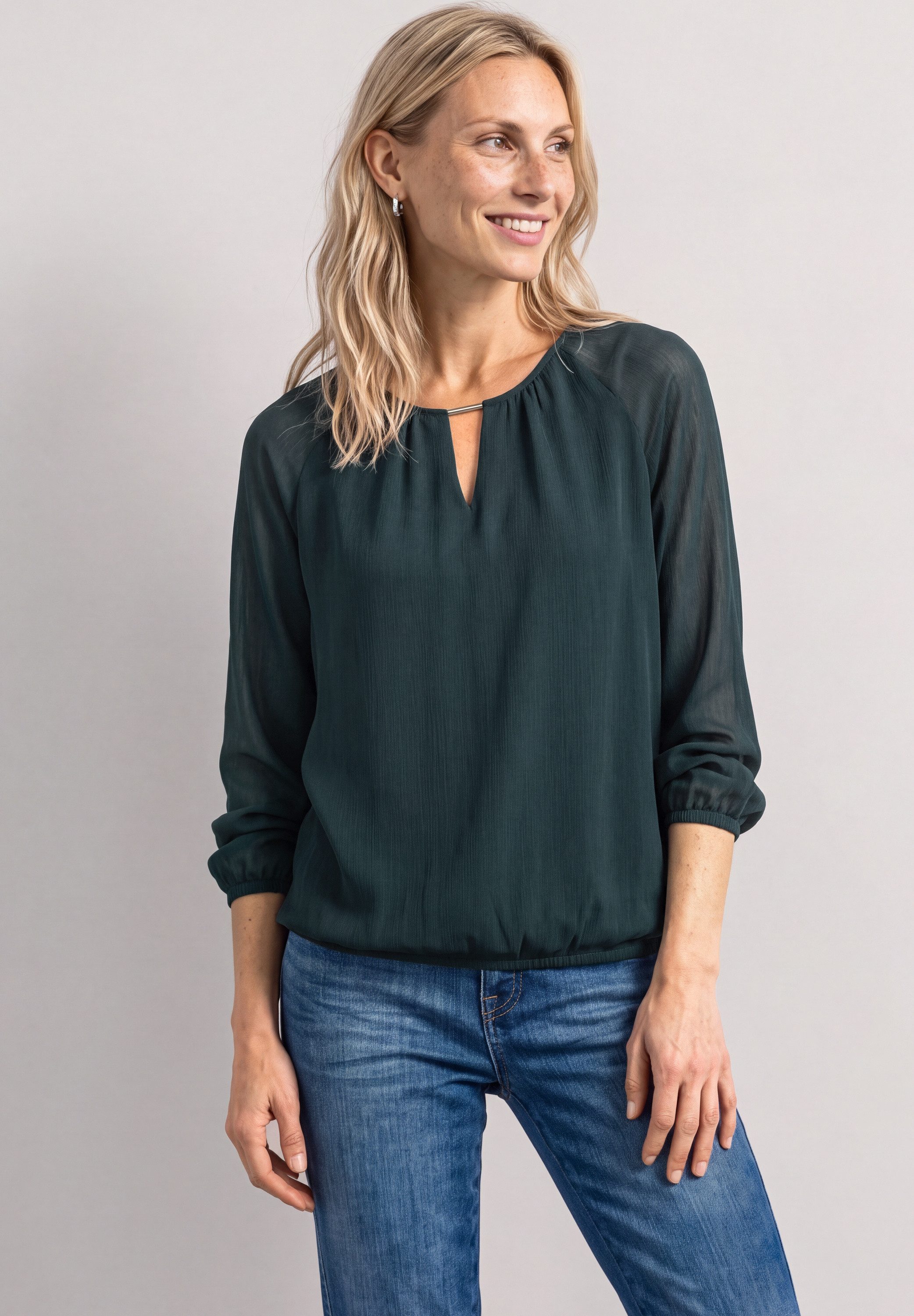 STREET ONE Langarmbluse mit Chiffon-Layer