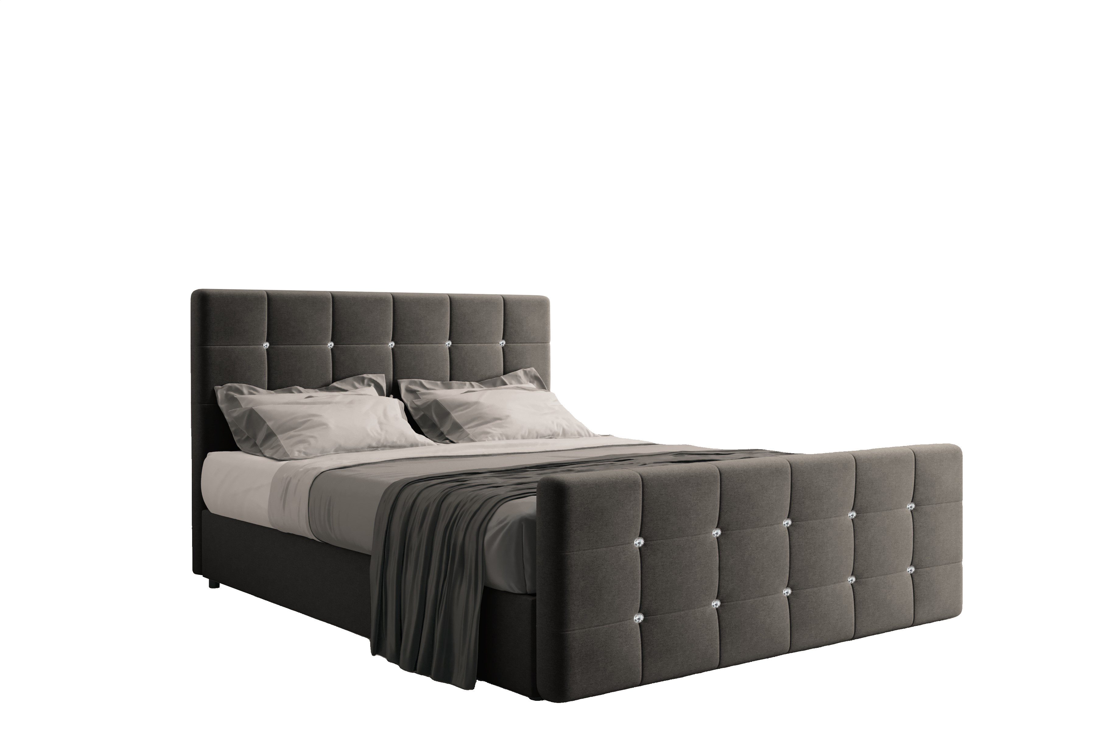 Kaiser Möbel Boxspringbett mit bettkasten und matratze, Schlafzimmerbett ROMA stoff Soro, Topper, Container