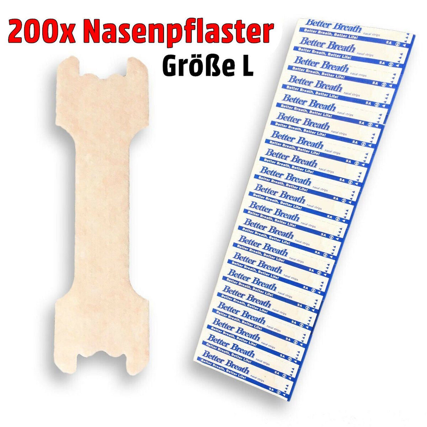 Olotos Nasenpflaster Nasenstrips Better Breath NasalStrips Pflaster Besser Atmen Schnarchen (200 St), Schnarch-Stop zur schnellen Linderung bei Schnarchproblemen