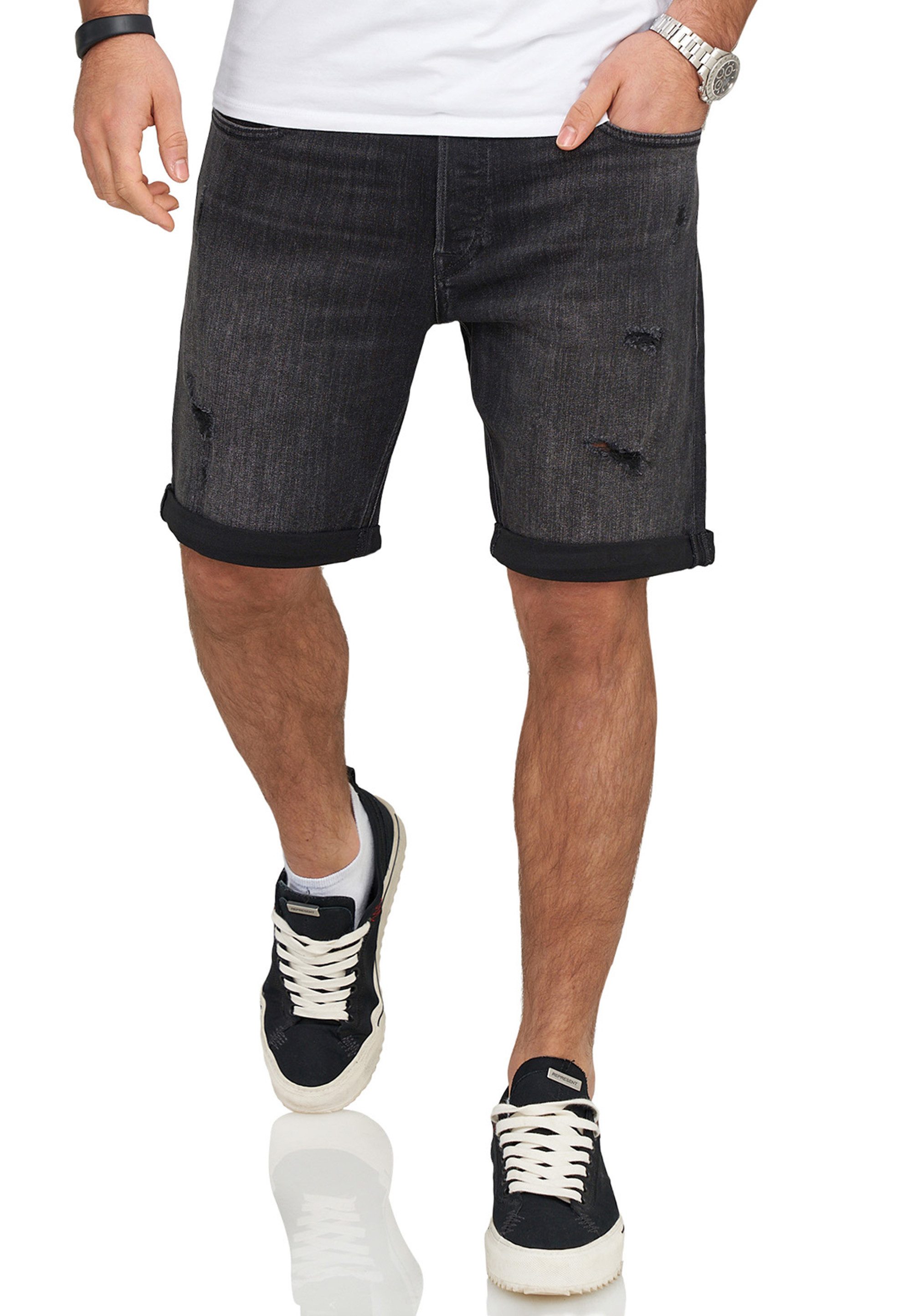 Jack & Jones Jeansshorts JJIRICK JJIINFINITY SHORTS Kurze Jeanshose im 5-Pocket-Stil Casual Denim Pants mit Waschung