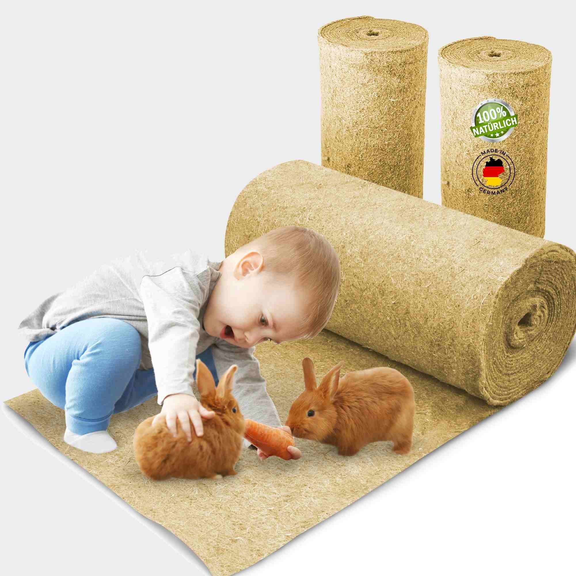 Nagerteppich.de Kleintierstreu Nagerteppich / Nagermatte aus 100% Hanf auf Rolle, 10mm Stärke