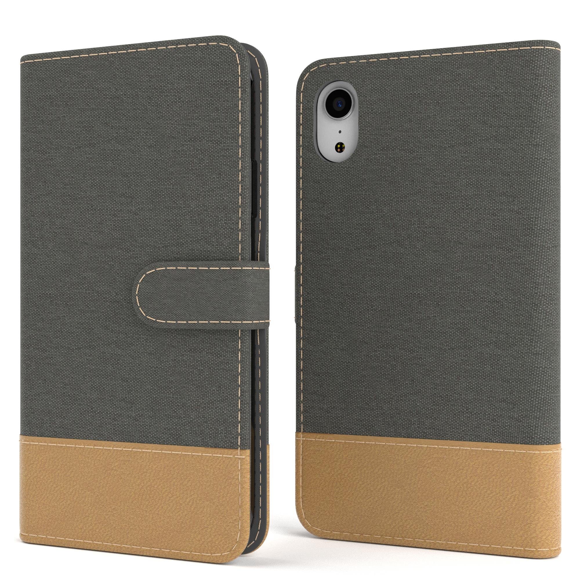 EAZY CASE Handyhülle Bookstyle Farbig für Apple iPhone XR 6,1 Zoll, Handytasche zum Aufklappen mit Standfunktion flipcase Grau Anthrazit