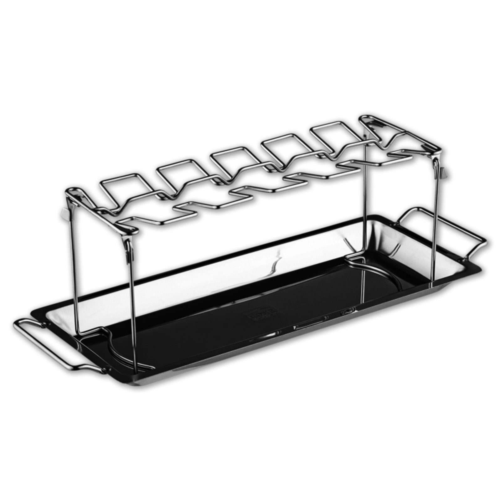 HAC24 Grillguthalter Hähnchenschenkel Halter Hähnchen Gemüseschale Grillhalter, Edelstahl, (1-St), für 12 Schenkel oder Hähnchenflügel, mit Auffangschale