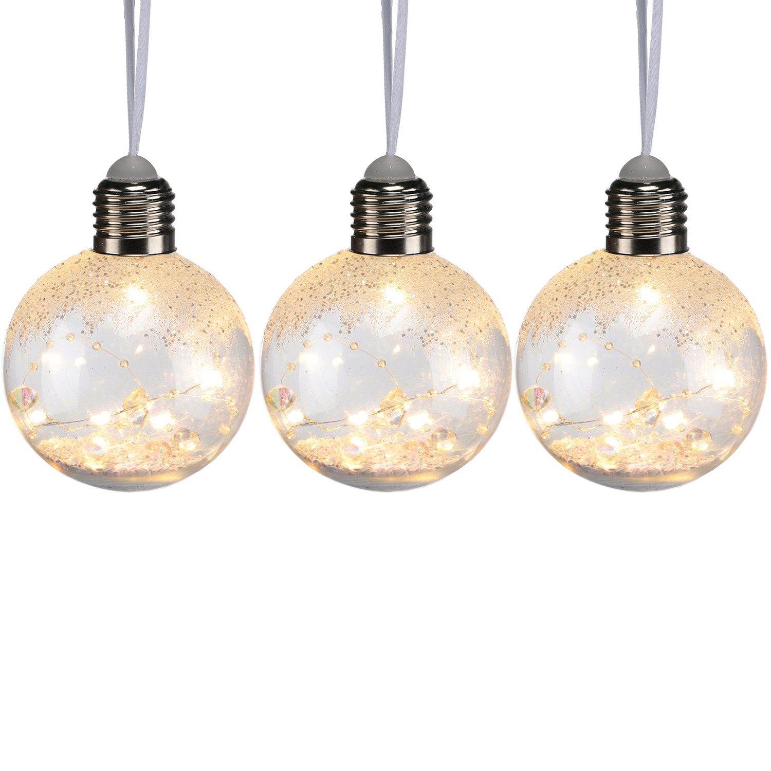 Mojawo Lichtervorhang 3er LED Deko Glühbirne Lichtkugel Dekokugel Kugellamp günstig online kaufen