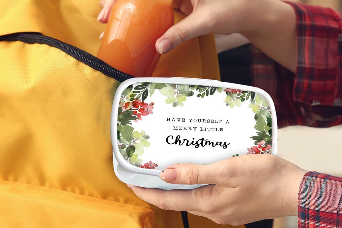für Zitat und Weihnachten weiß Pflanzen, MuchoWow - Lunchbox Brotbox Brotdose, und Mädchen (2-tlg), Erwachsene, Jungs - Kunststoff, für Kinder