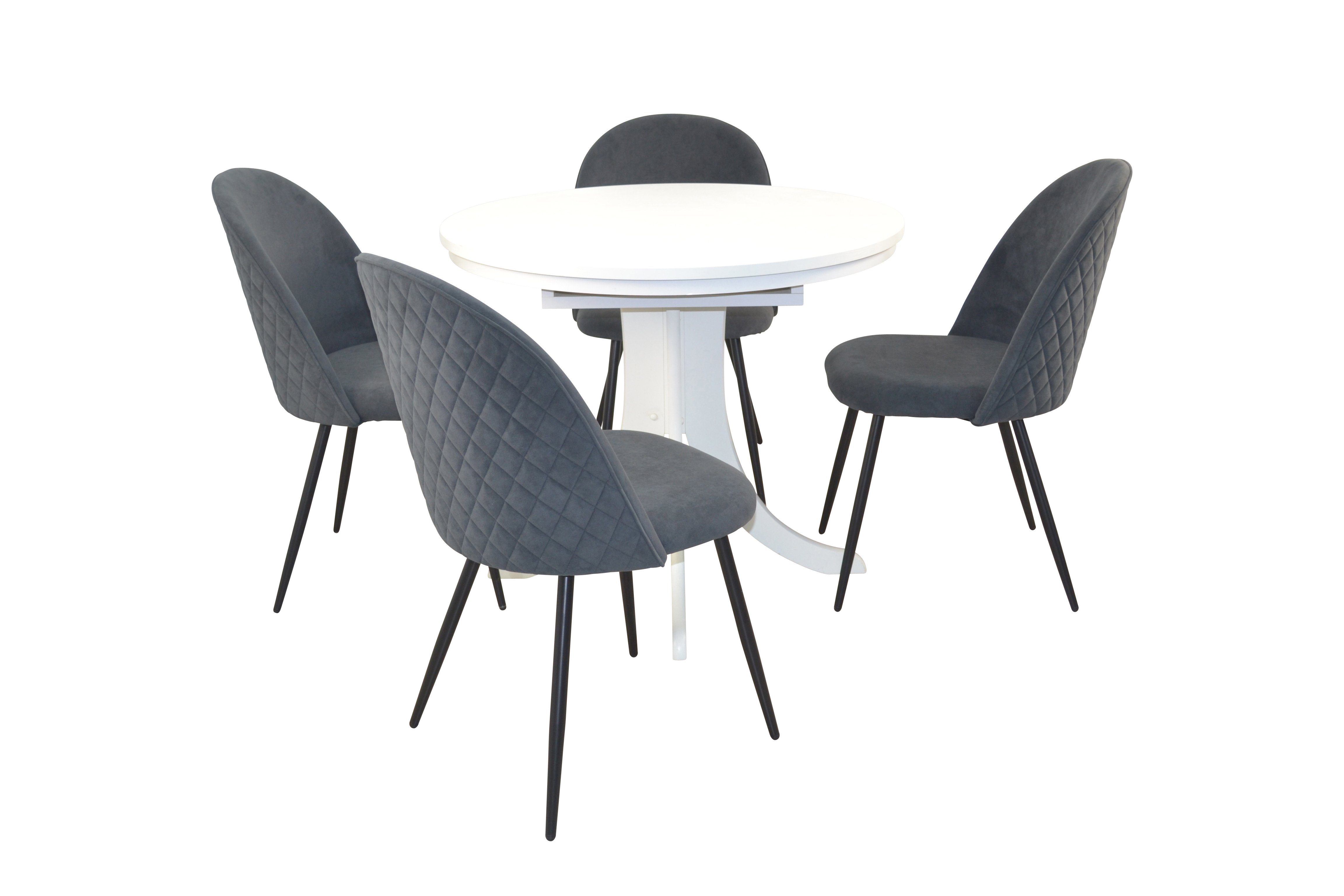 Esstisch 4 und aus Essgruppe 5teilig, moebel-direkt-online Stühlen grau Tischgruppe bestehend