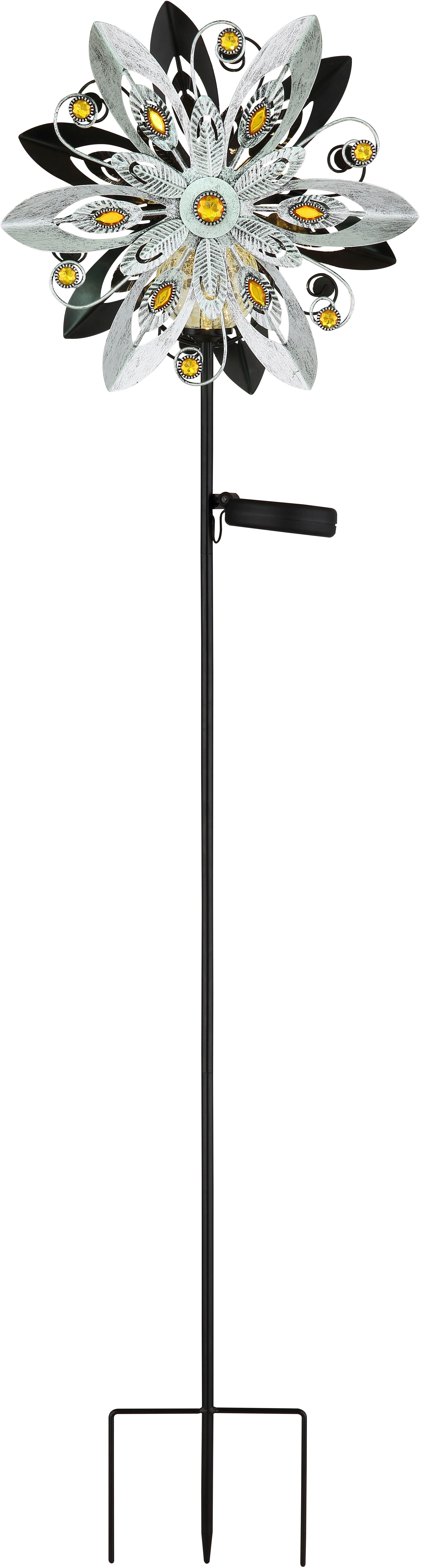 GLOBO LIGHTING LED Solarleuchte SOLARLEUCHTE METALL SILBERGRAU, 1XLED, LED fest integriert, Warmweiß, Solar Garten Terrasse Außenbeleuchtung Dekoleuchten