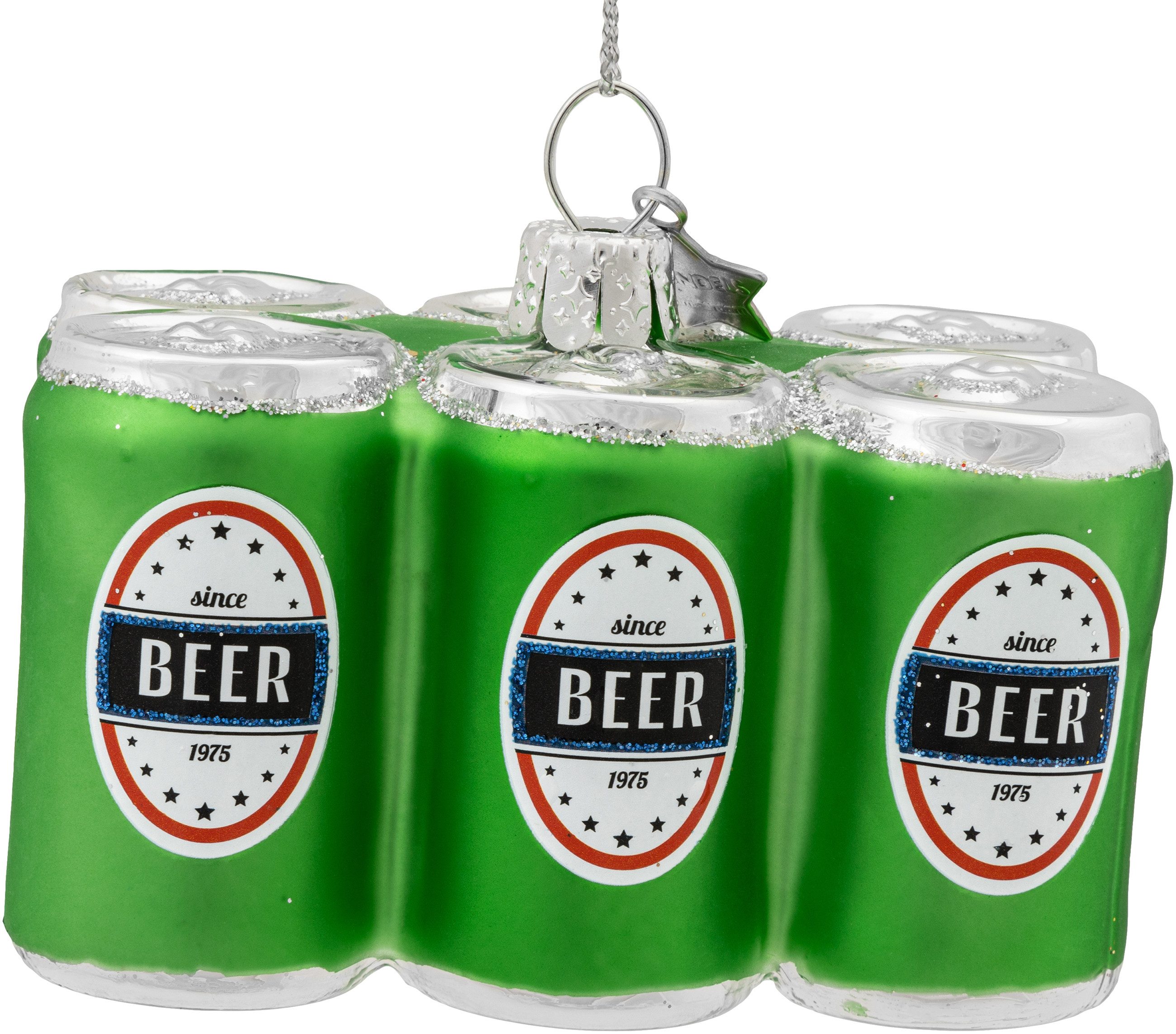 SIKORA Christbaumschmuck Six-Pack Dosenbier besondere Weihnachtskugel Glas Anhänger – BS630, Christbaumschmuck Deko - traditionell, witzig & außergewöhnlich