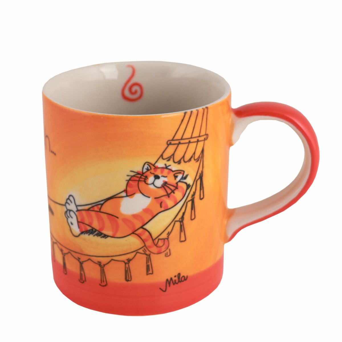 Becher Mila Keramik-Becher Oommh Katze Ruhepause, ca. 250 ml