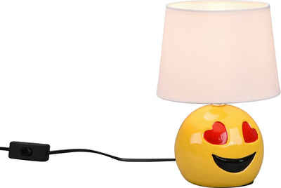 TRIO Leuchten Schreibtischlampe Lovely, ohne Leuchtmittel, warmweiß - kaltweiß, Deko Tischlampe Smiley-Look, Schnurschalter exkl 1xE14 max 10W Ø 18cm