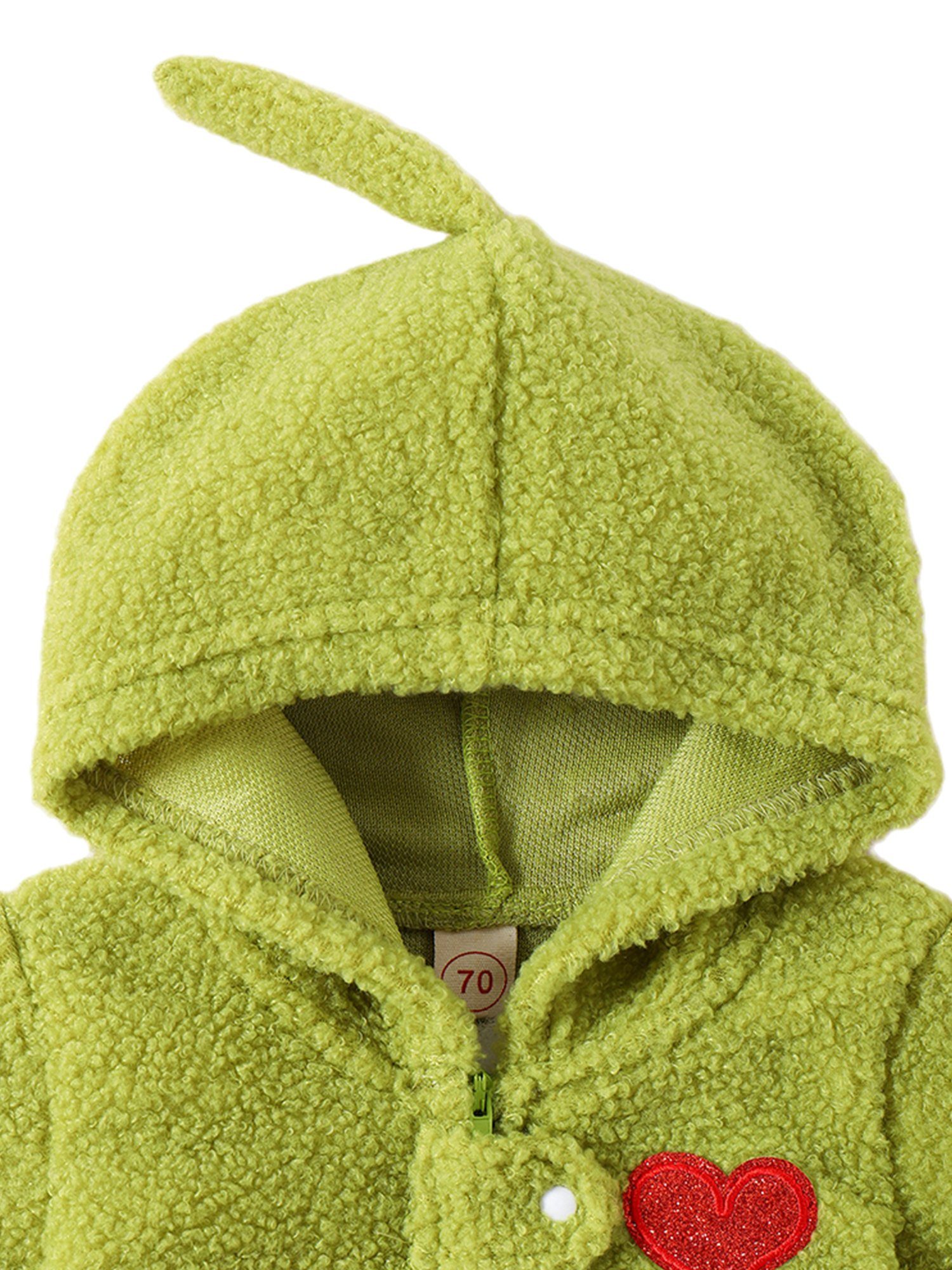 Liebesstickmuster Kapuze Grün Lapastyle Strampler Strampler Unisex Overall aus mit mit baby Süßes Plüsch