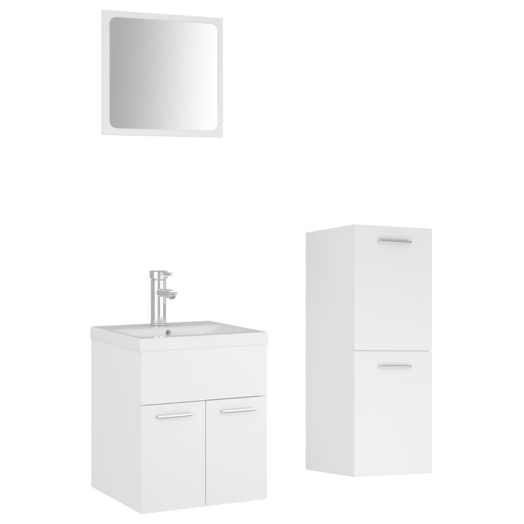 Badezimmer-Set Badmöbel-Set Weiß Holzwerkstoff