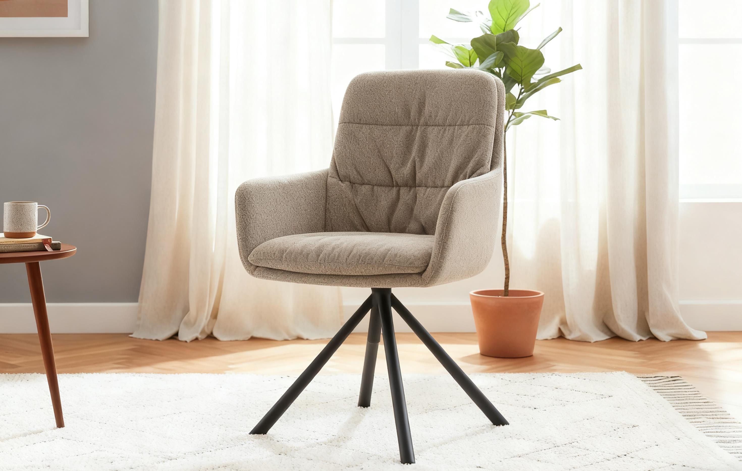 B&D home Polsterstuhl CAZAR (1 St), drehbar, gepolstert, Steppung, Armlehnen