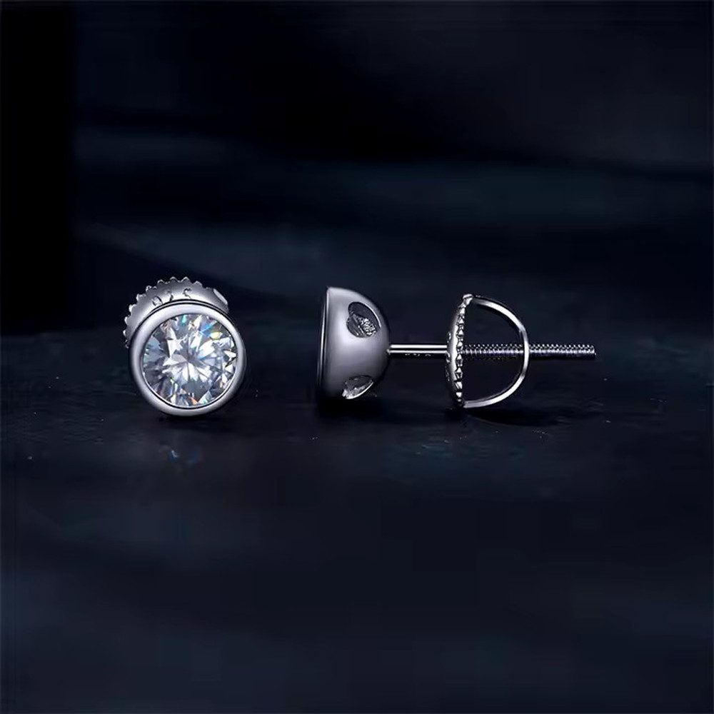 Runde Perlé Paar Ohrstecker runde kleine Basic Ohrstecker Moissanite 0,5Ct günstig online kaufen