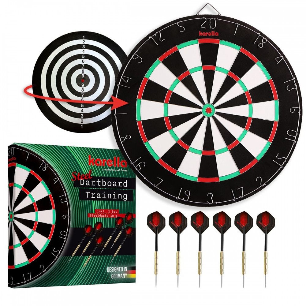 Karella Dartscheibe 4910.01 Dartboard Trainingsboard Steeldart Schwarz