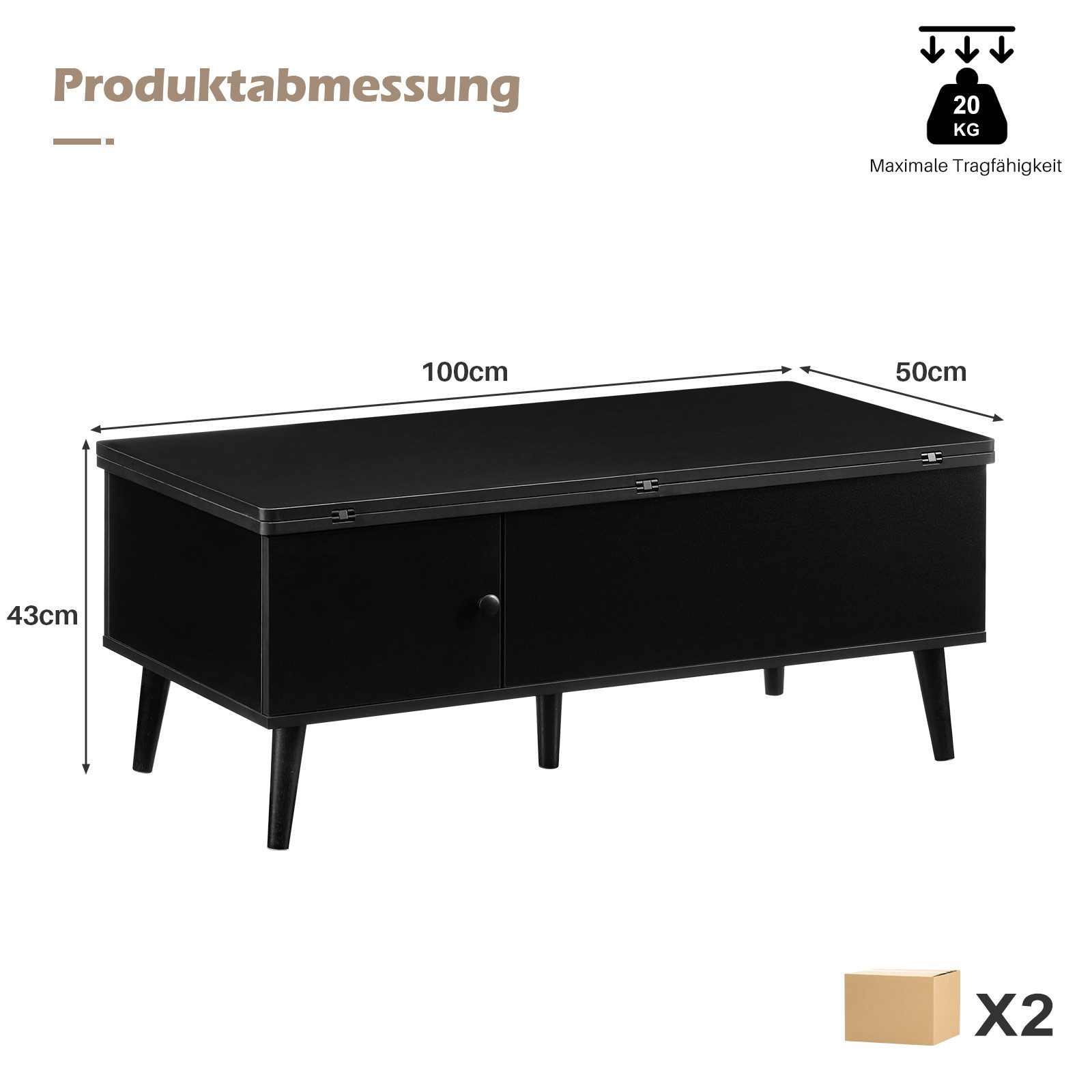 Ofcasa Couchtisch Sofatisch mit Höhenverstellbarer (1 günstig online kaufen