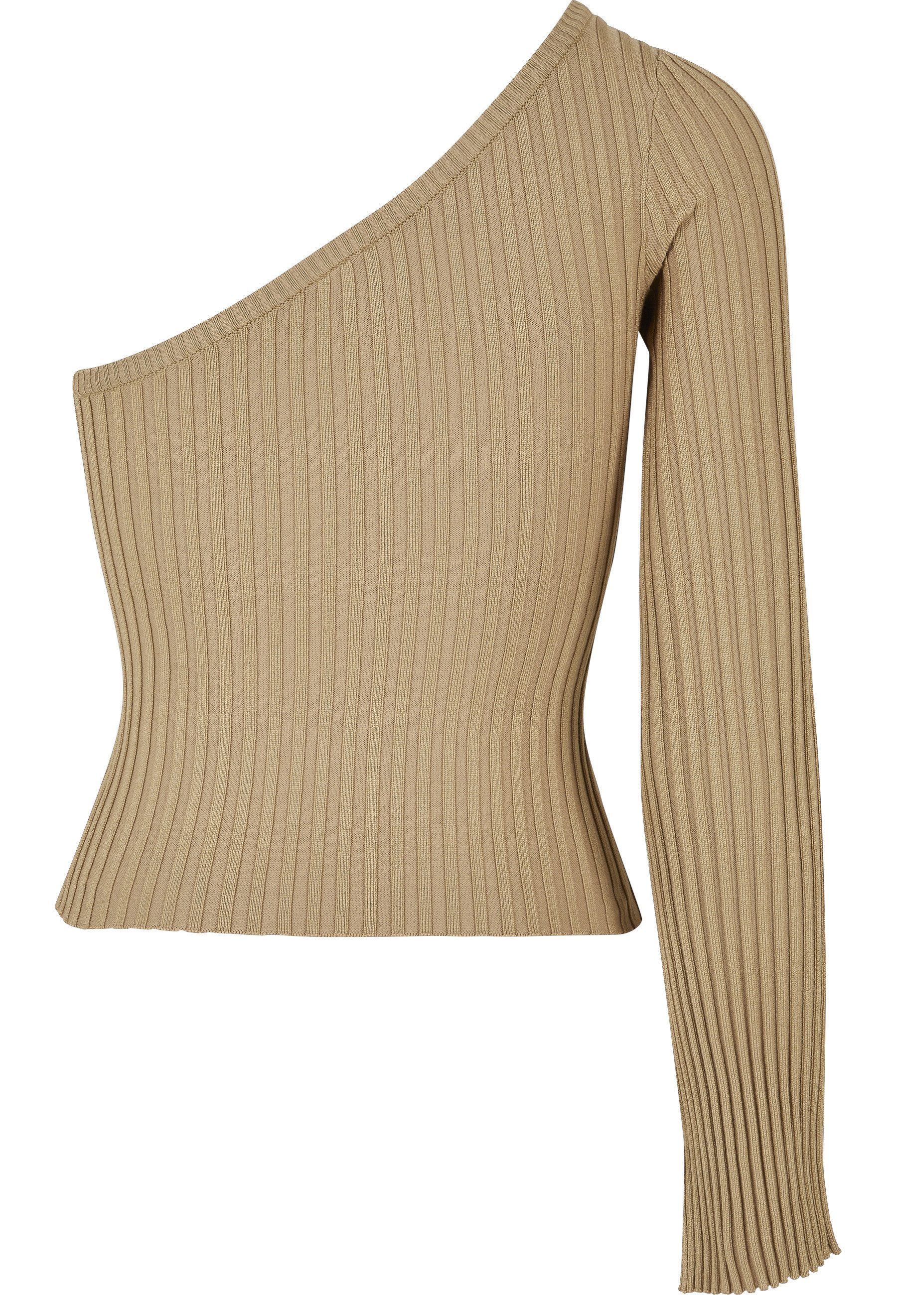 URBAN CLASSICS Rundhalspullover Urban Classics Damen Ladies Short Rib Knit One Sleeve Sweater (1-tlg)