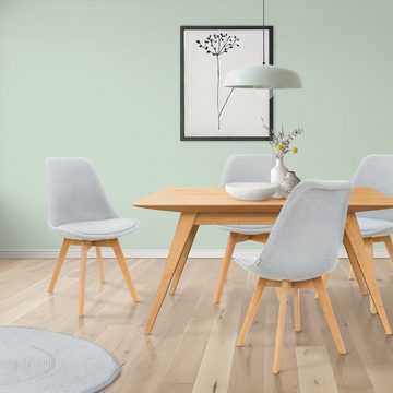 ML-DESIGN Stuhl Esszimmerstühle mit Rückenlehne Retro mit Buchenholz-Beinen (4 St), 4x Wohnzimmerstühle Grau mit Sitzfläche aus Leinen 49x55x83cm