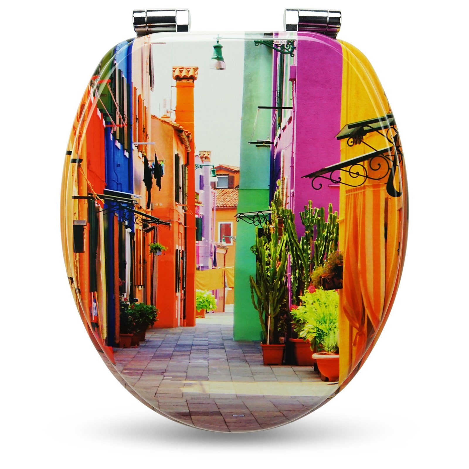 Sanfino WC-Sitz „Colorful Houses“ hochwertiger Toilettendeckel günstig online kaufen