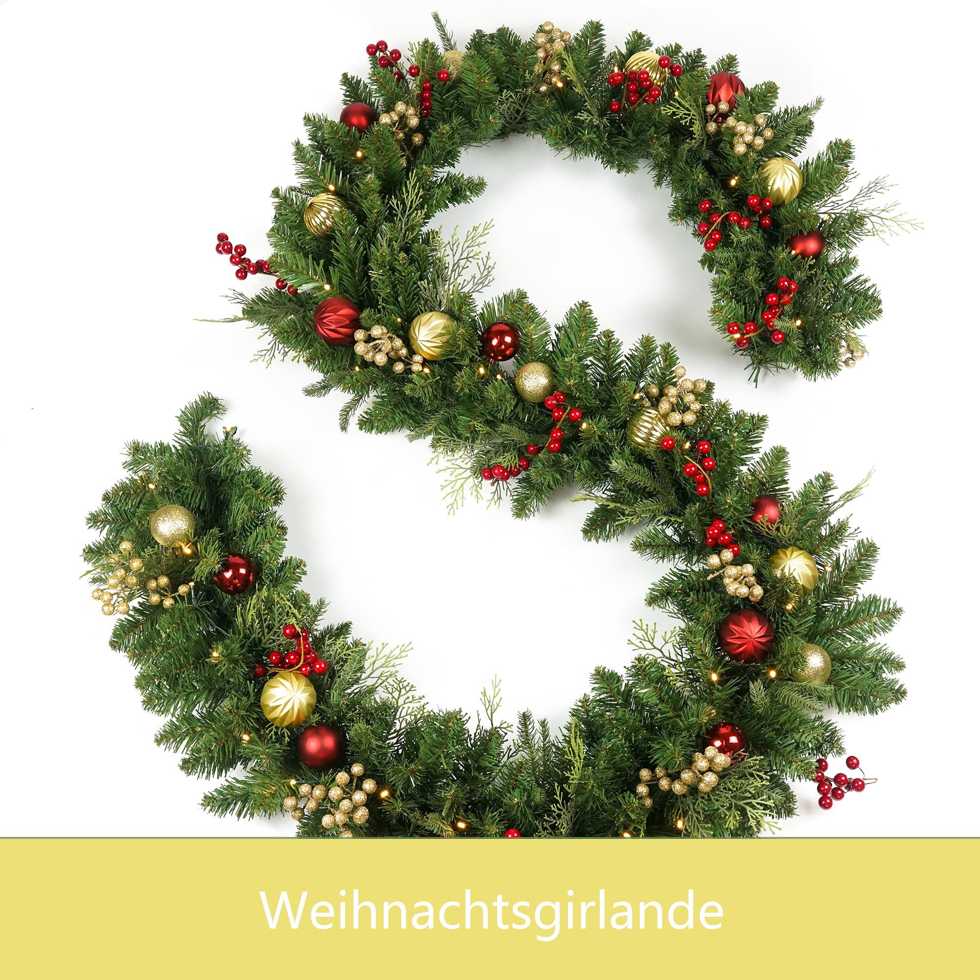 Kunstgirlande Weihnachtsgirlande Künstlicher weihnachtsgirlande geschmückt, Bomiclss, Weihnachtsdekoration, Weihnachten Deko Girlande, Innen- und Außendeko – Bild 3 von 5