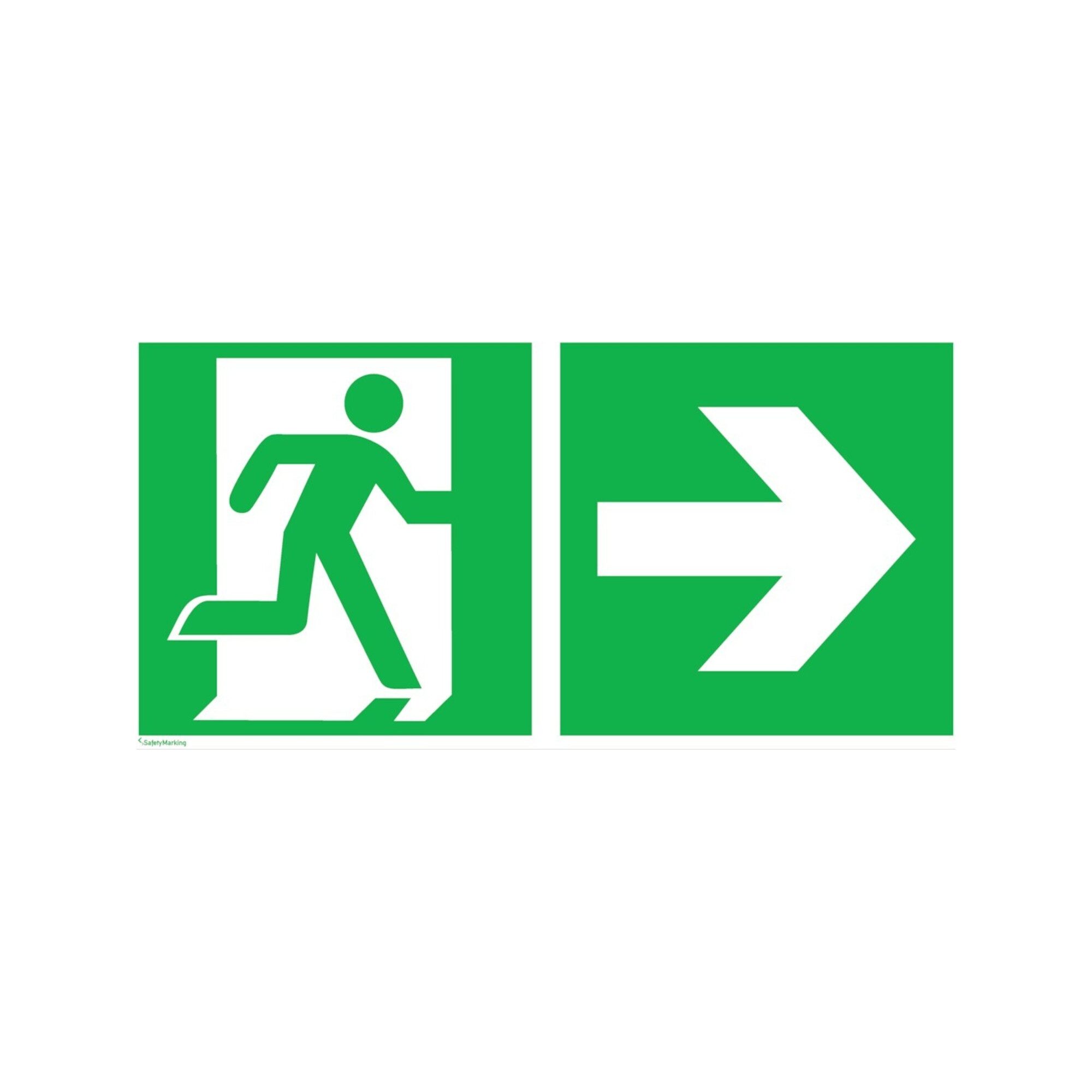 wolk SafetyMarking Fluchtwegschild Alu B400xH200 mm Notausgang rechts mit P
