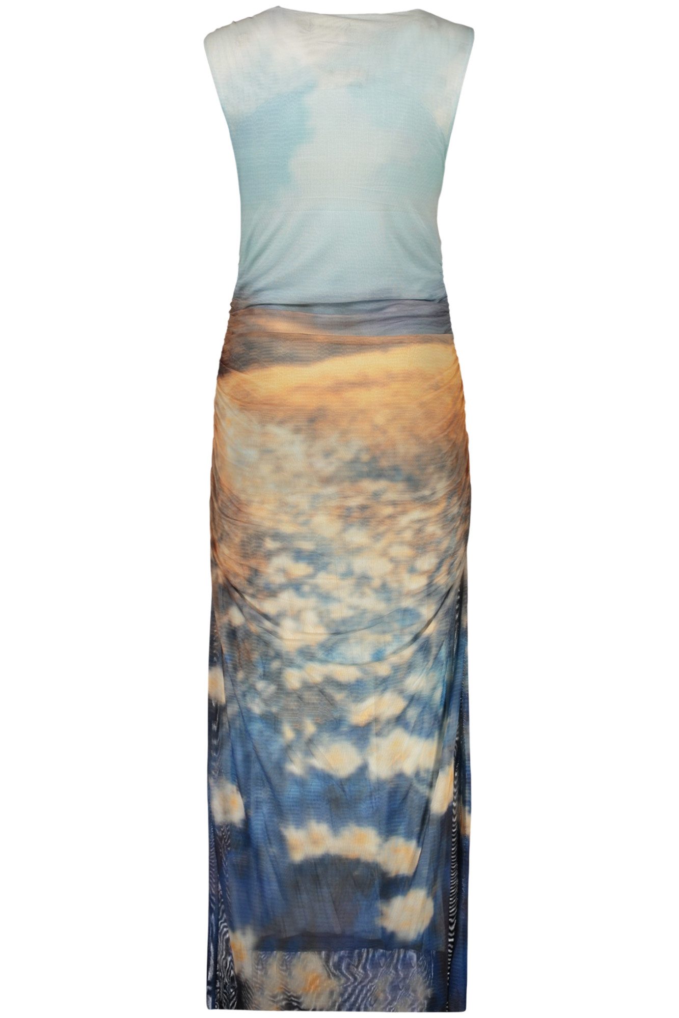 Desigual Partykleid Ärmelloses Damenkleid Blau mit Muster & Kontrastdetails