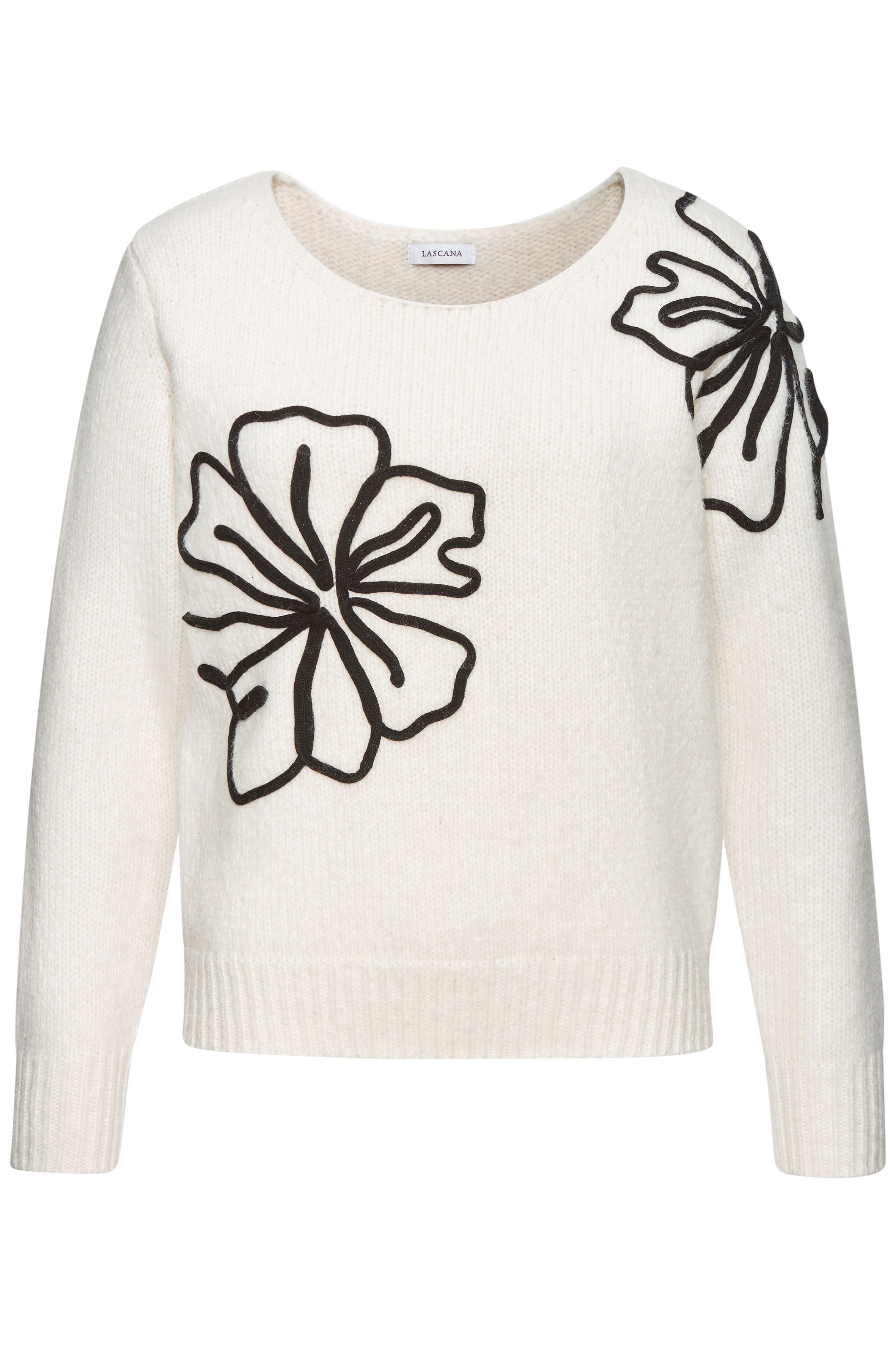 LASCANA Strickpullover mit Blumen-Applikation, Winterpullover, modisch günstig online kaufen
