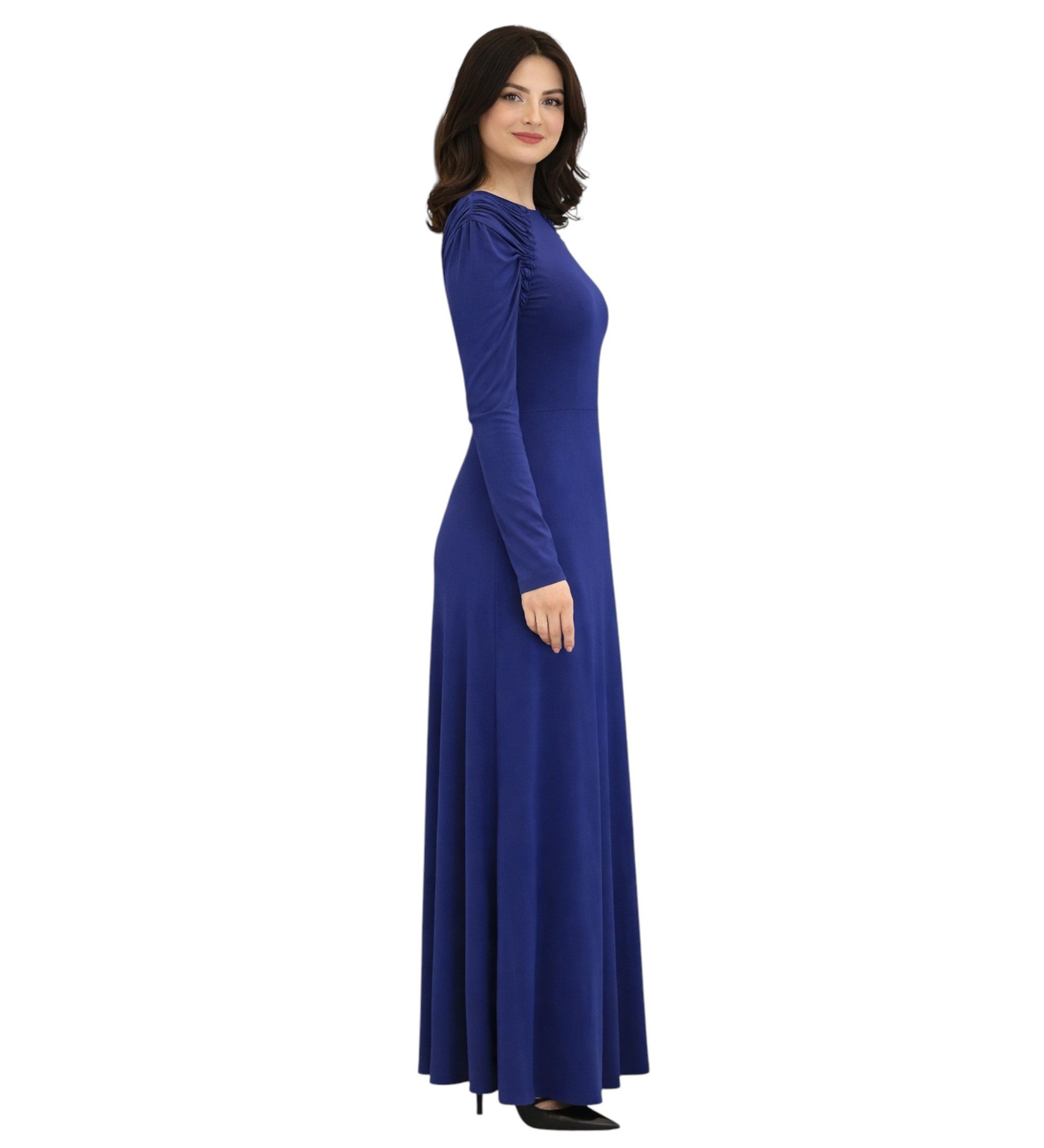 fashionshowcase Abendkleid Damen Maxikleid Hijab Kleid mit Raglanärmeln - Modest Fashion elastisch