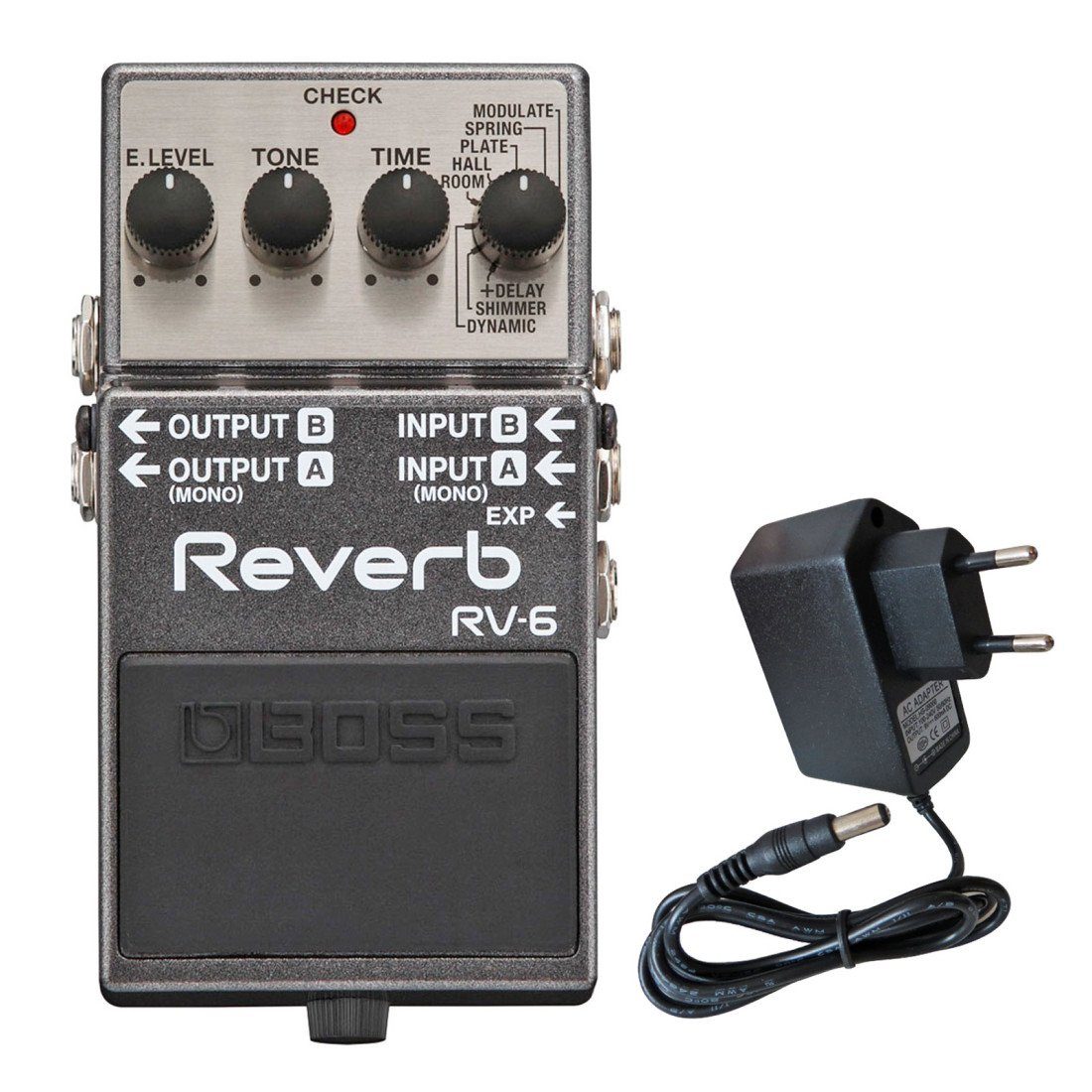 Boss by Roland E-Gitarre Boss RV-6 Reverb Pedal Studio-Hall mit Netzteil