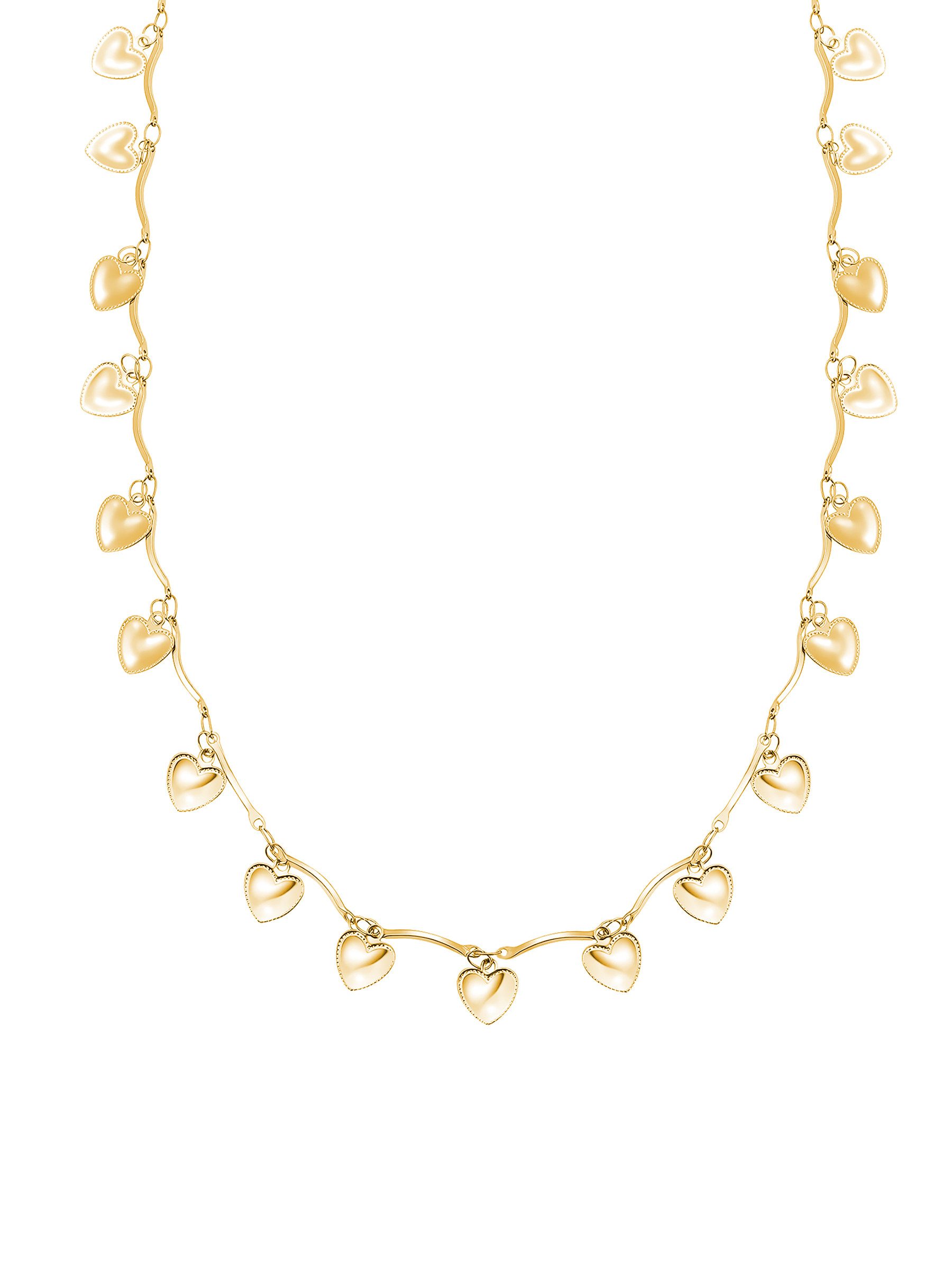 Hey Happiness Herzkette Love für Damen – Statement Kette mit Herz Anhängern, 18K vergoldeter & rosévergoldeter Edelstahl Schmuck