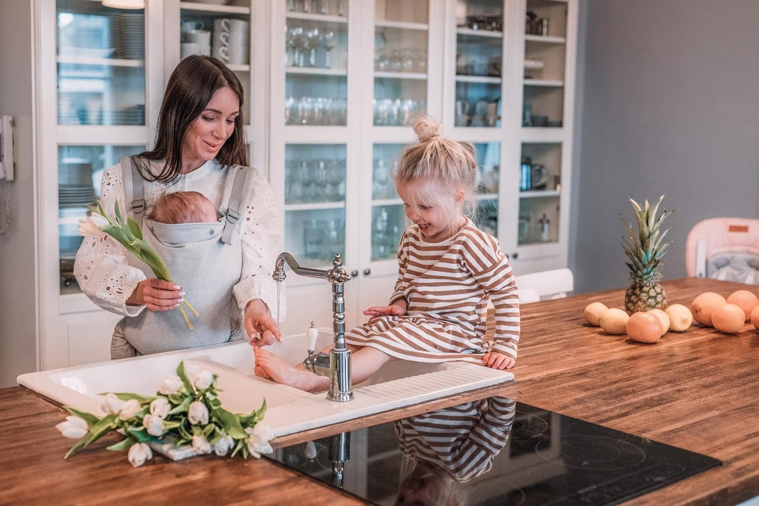 MoMi Babytrage Collet (Einzelprodukt), 2-in-1 Babytrage bis 15 kg mit verstellbarem Hüftgurt