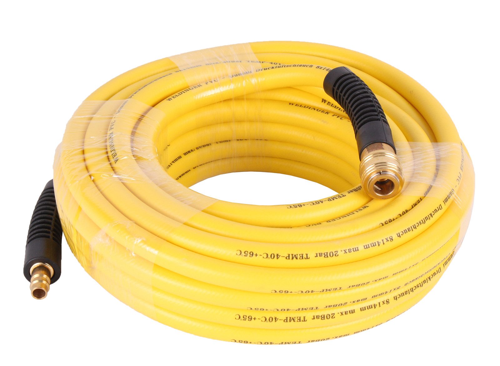 WELDINGER Druckluftschlauch Druckluftschlauch 15 m Gummi-PVC 8 x14 mm mit Messingkupplungen, Messingkupplungen