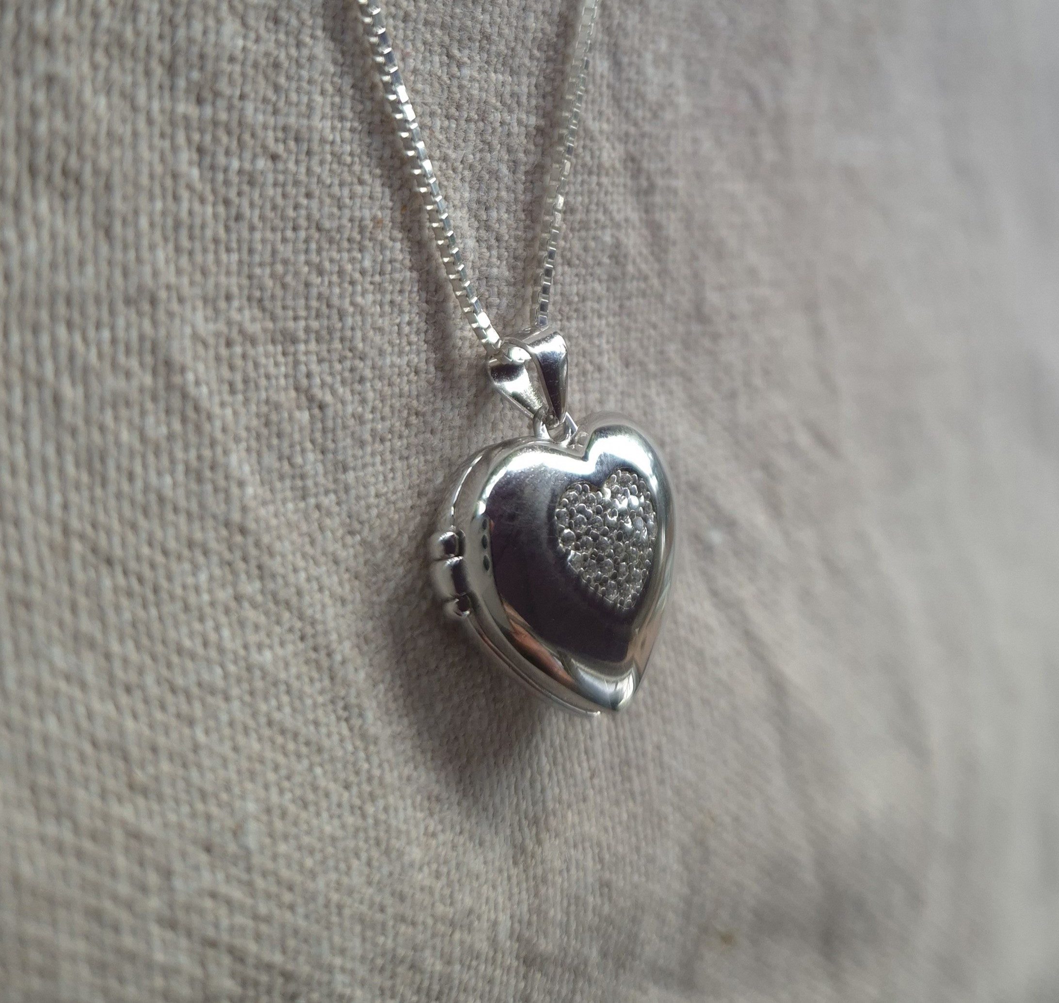 NAHLE Kette mit Anhänger Silber Herz Kette Amulett Medaillon zum Öffnen für günstig online kaufen