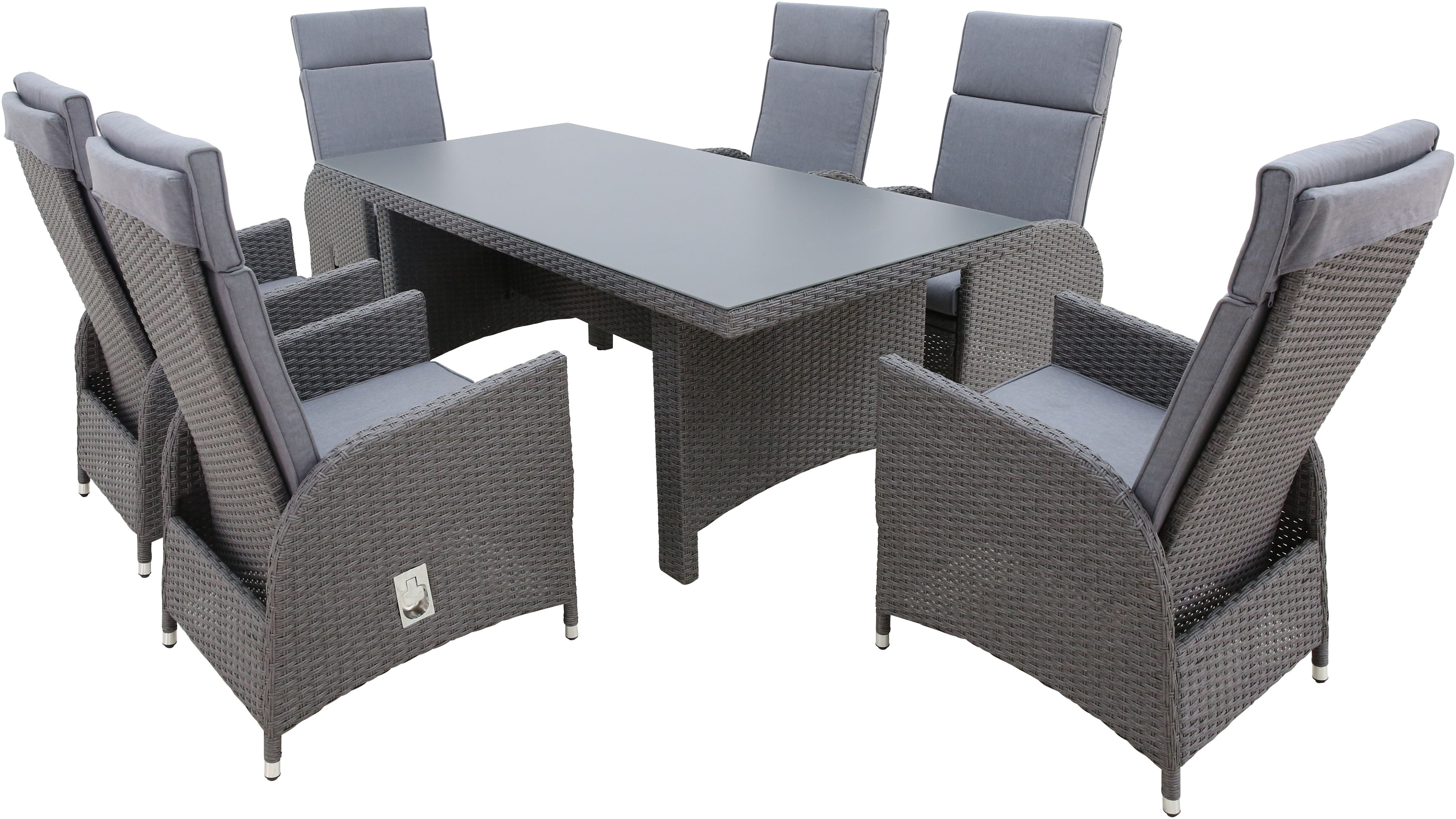 KONIFERA Garten-Essgruppe »Newcastle«, (Set, 13-tlg., 6 Sessel, Rückenlehne günstig online kaufen