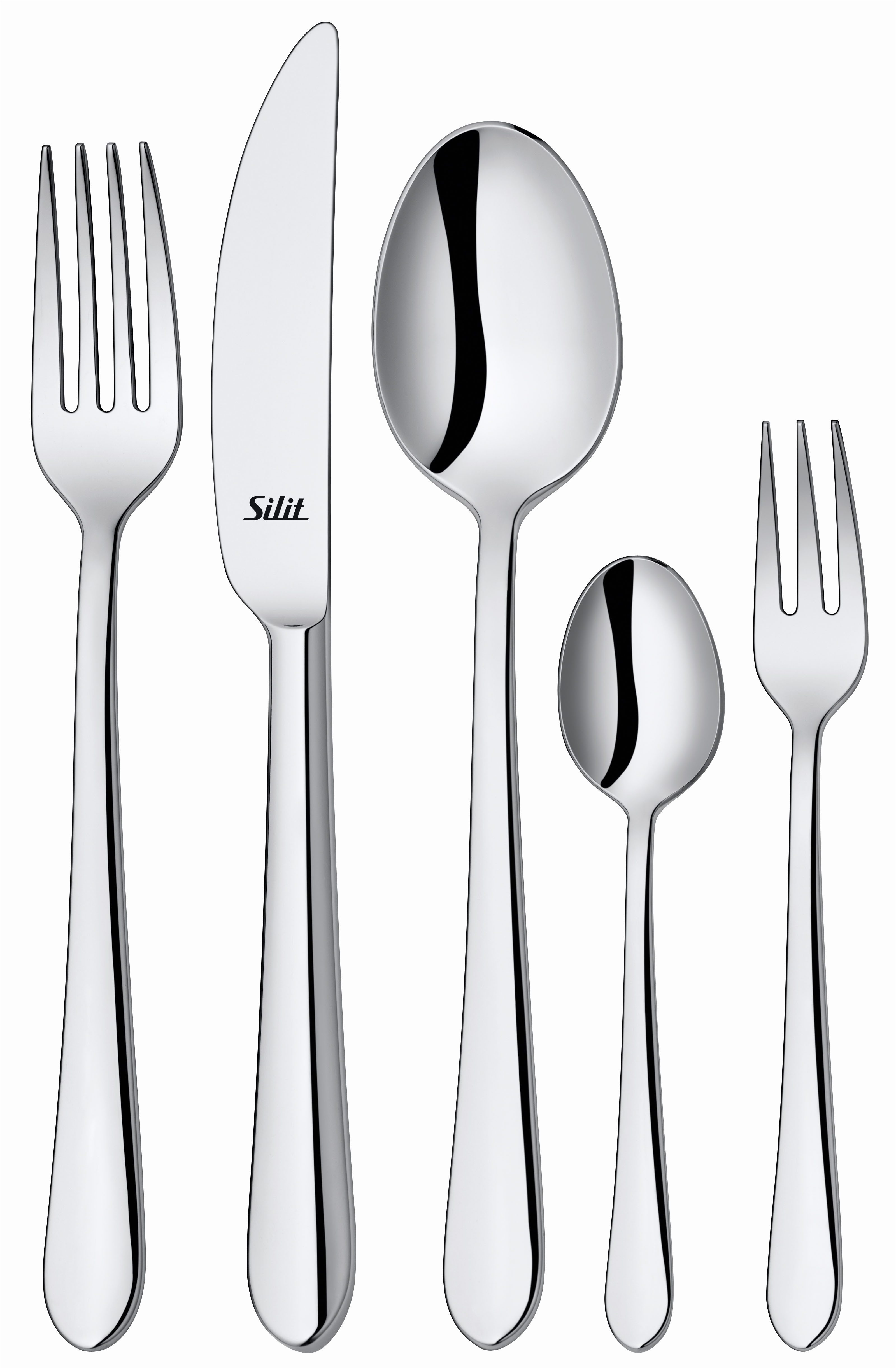 Silit Besteck-Set Midi (30-tlg), 6 Personen, Edelstahl 18/10, Solide Monobloc Tafelmesser, poliert