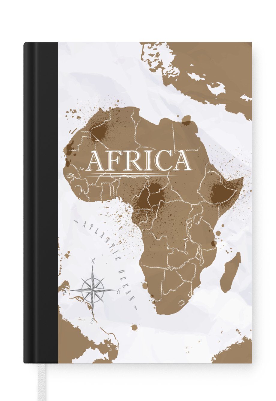 MuchoWow Notizbuch Weltkarte - Braun - Afrika, Journal, Merkzettel, Tagebuch, Notizheft, A5, 98 Seiten, Haushaltsbuch