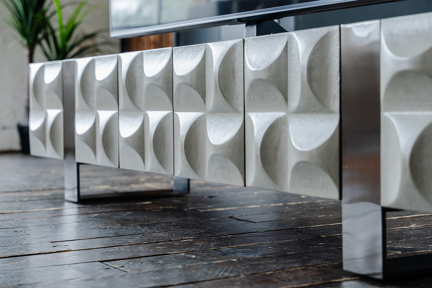 KAWOLA TV-Board, TV-Board 4 Türen Ulme grau 200/42/40 cm (B/H/T)