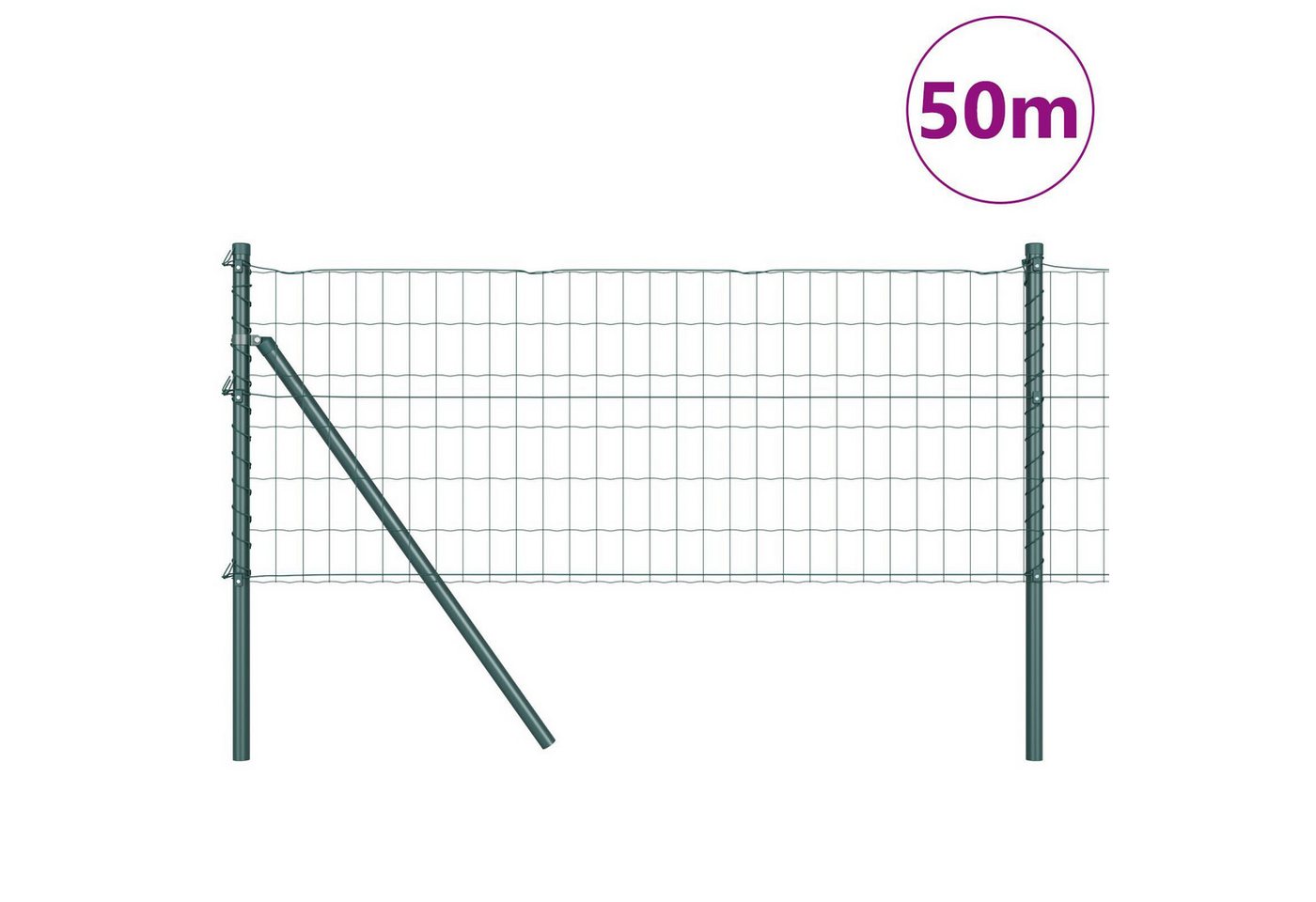 Thumbnail - vidaXL Gartenzaun Eurozaun mit 13 Pfosten 0.6x50 m galvanisierter Stahl Grün, (3-St)