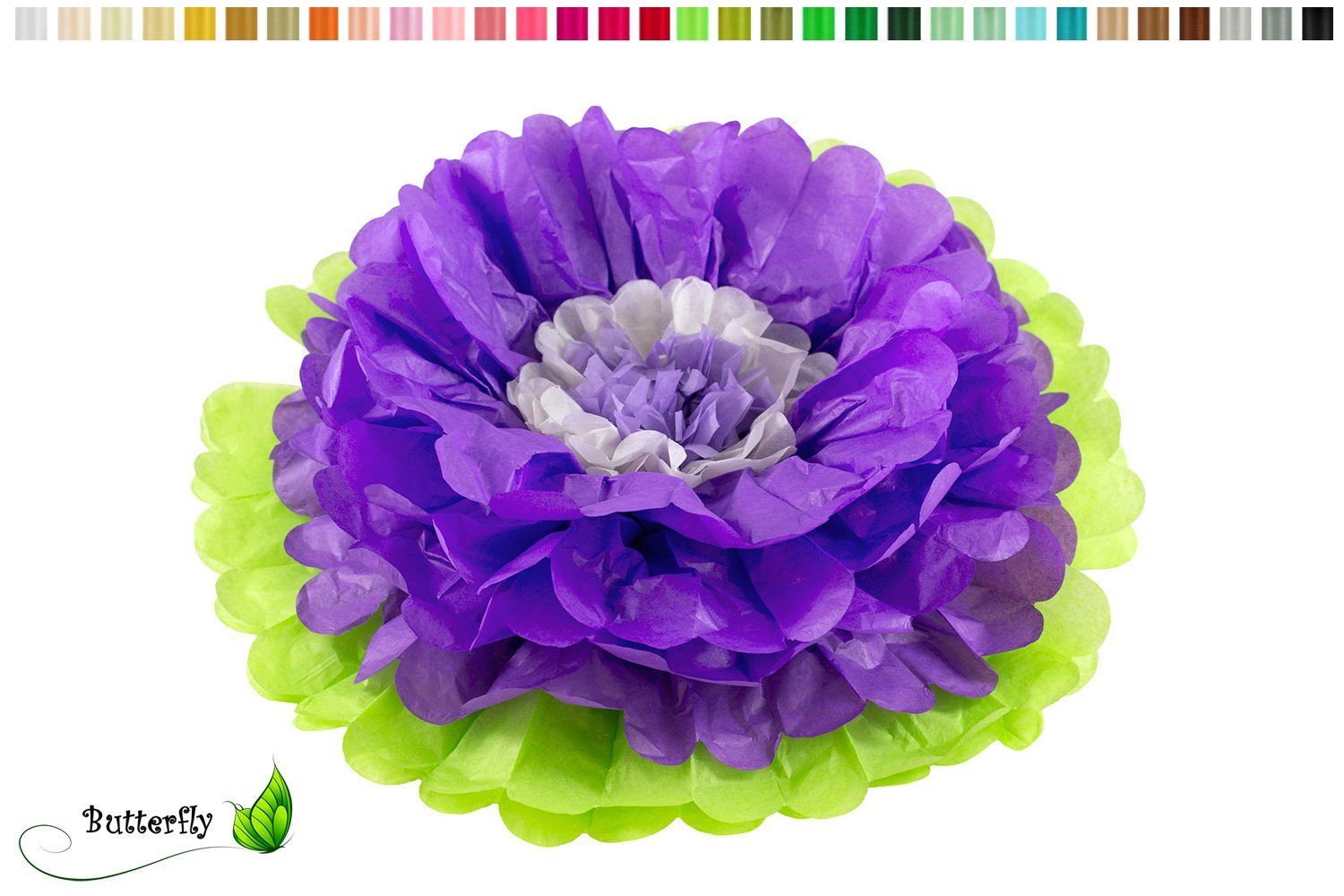 Creativery Papierblumen, 1 Papier PomPon Blume 35cm 2-farbig