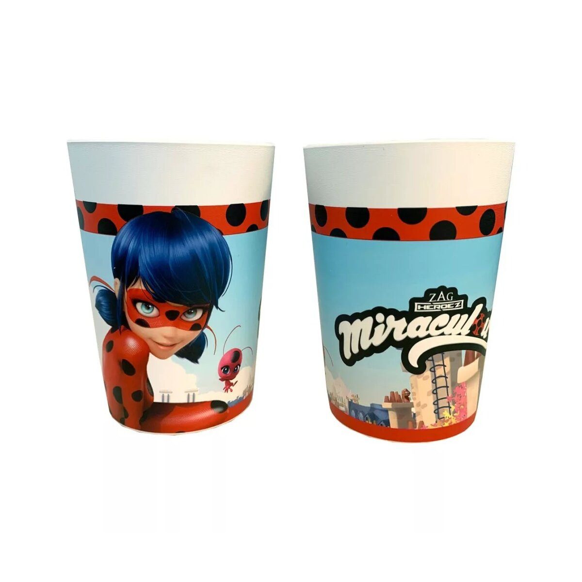 Miraculous - Ladybug Trinkflasche Miraculous Geschichten Plastikbecher 2-teiliges Set 230 ml